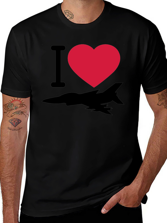 I Heart Fighter Jet T-Shirt - Black
