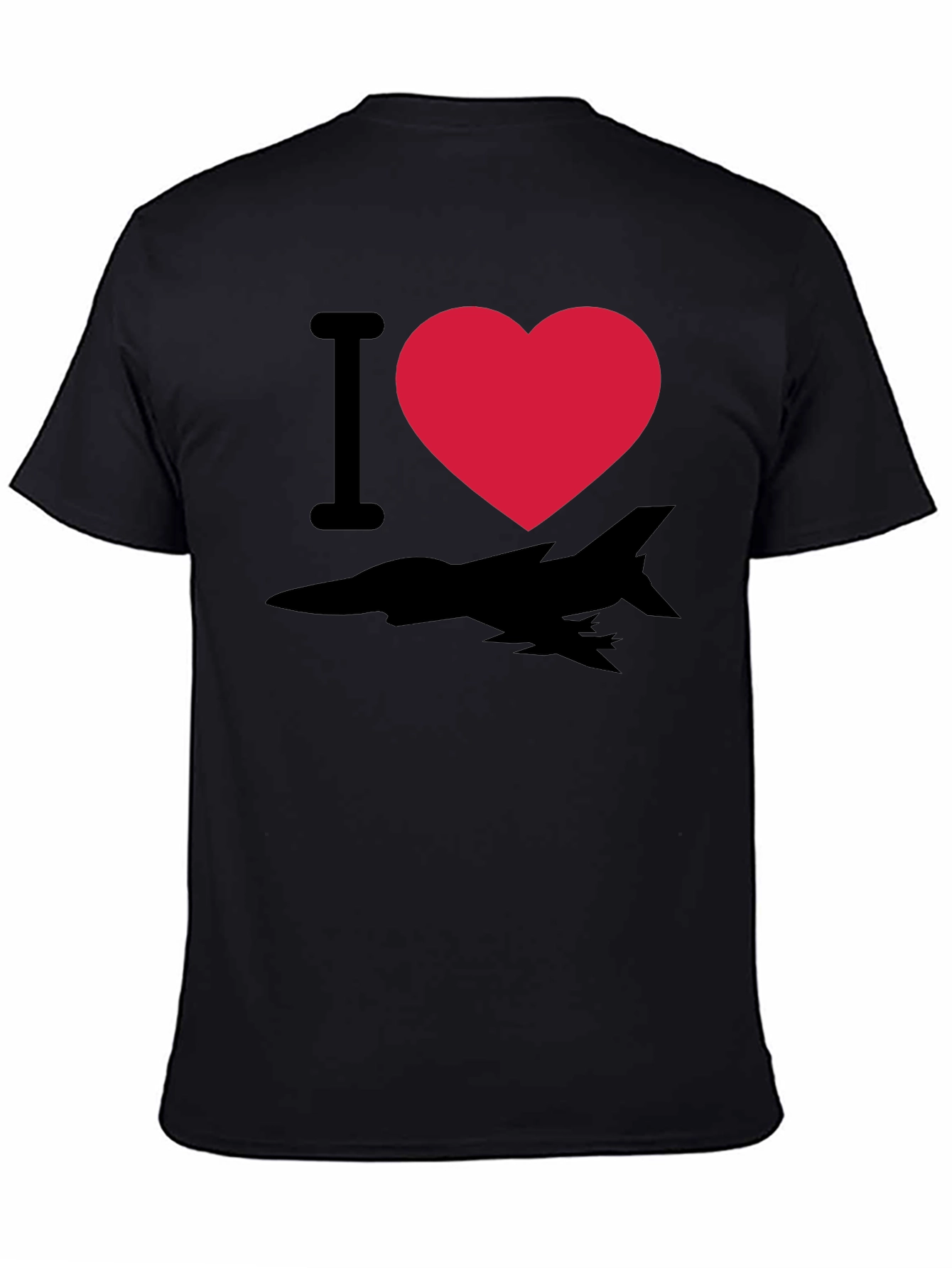 I Heart Fighter Jet T-Shirt - Black