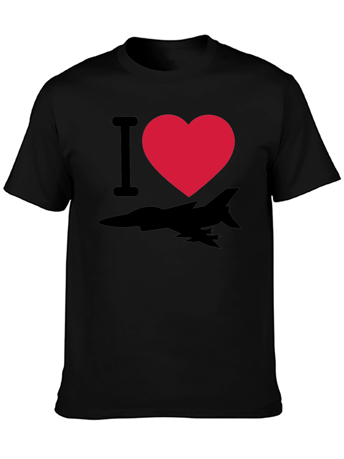 I Heart Fighter Jet T-Shirt - Black