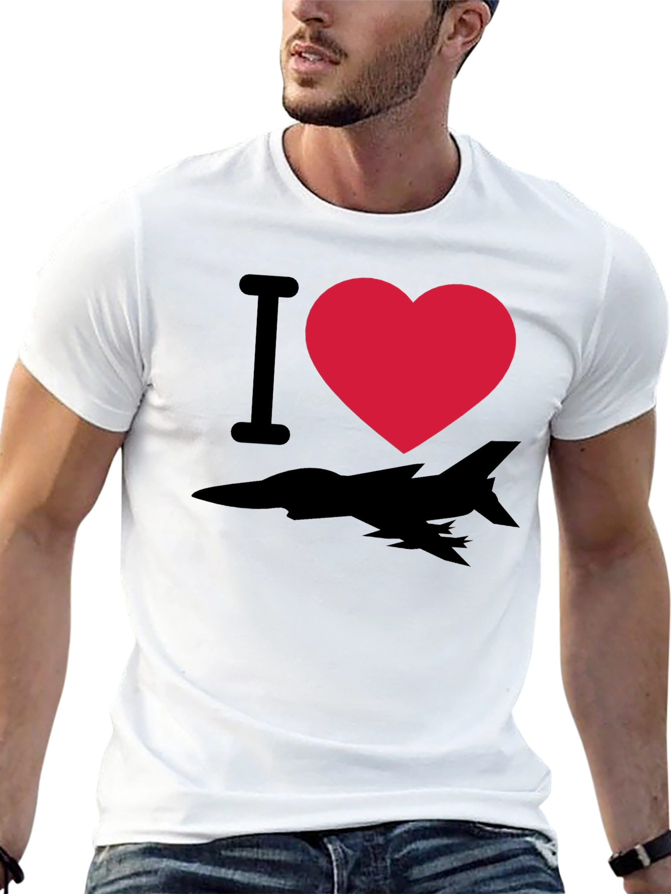 I Heart Fighter Jet T-Shirt - Black