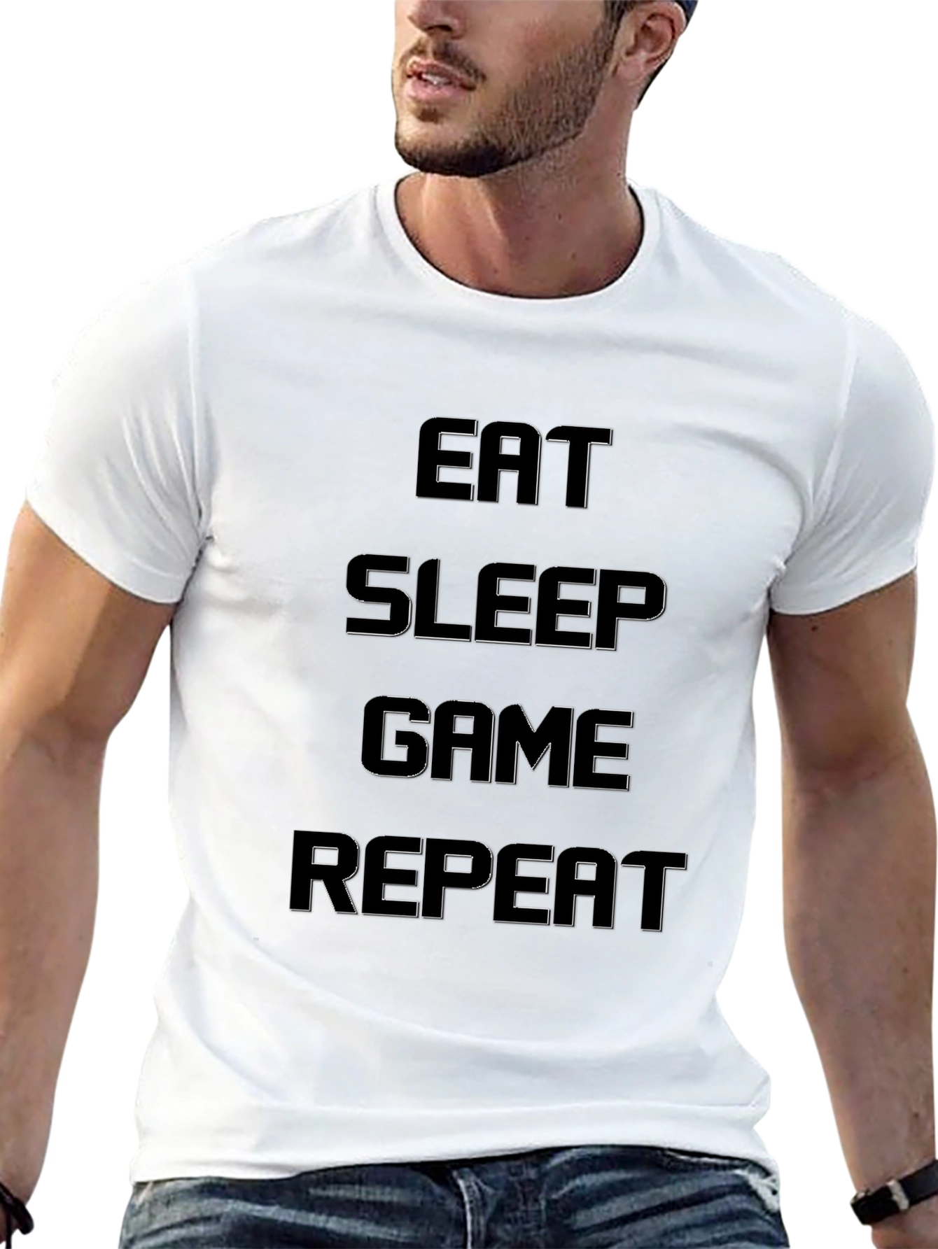 Eat Sleep Game Repeat Black T-Shirt