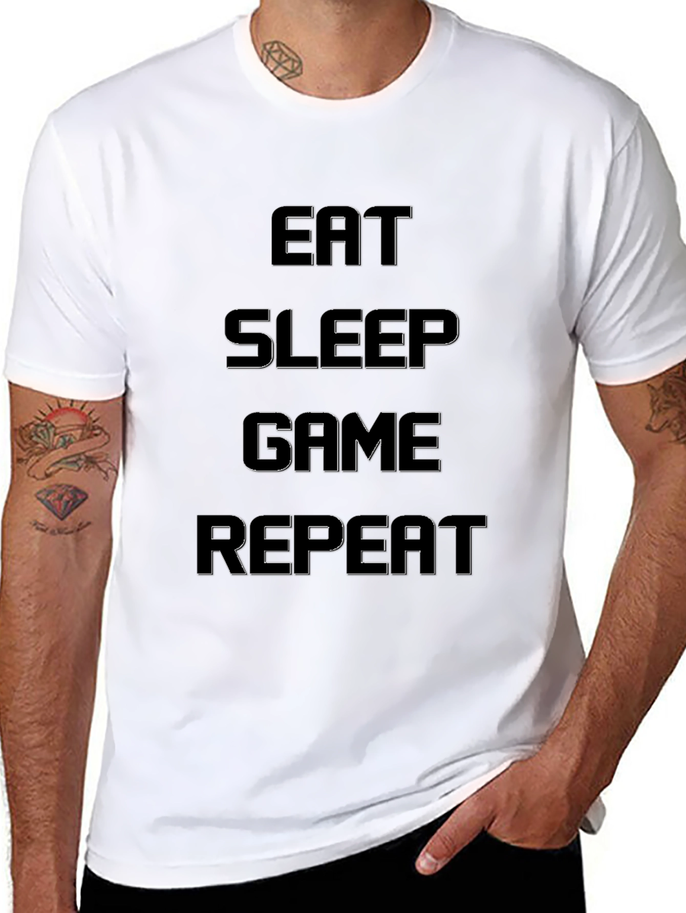 Eat Sleep Game Repeat Black T-Shirt
