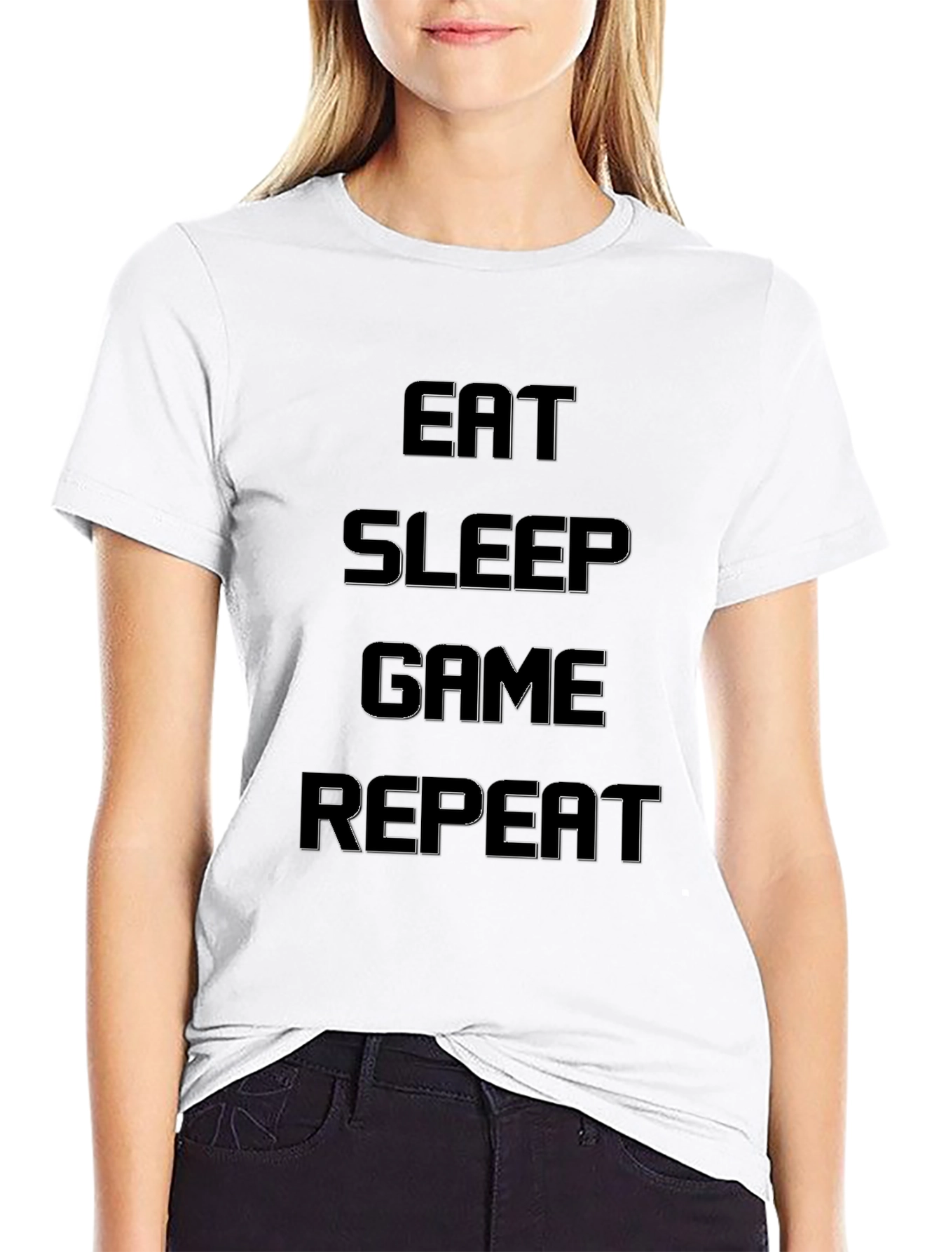 Eat Sleep Game Repeat Black T-Shirt