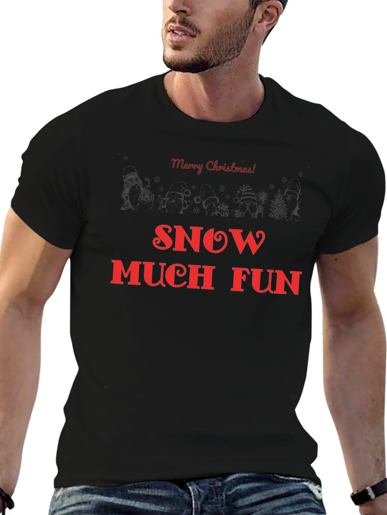 Merry Christmas Snow Much Fun Black T-Shirt