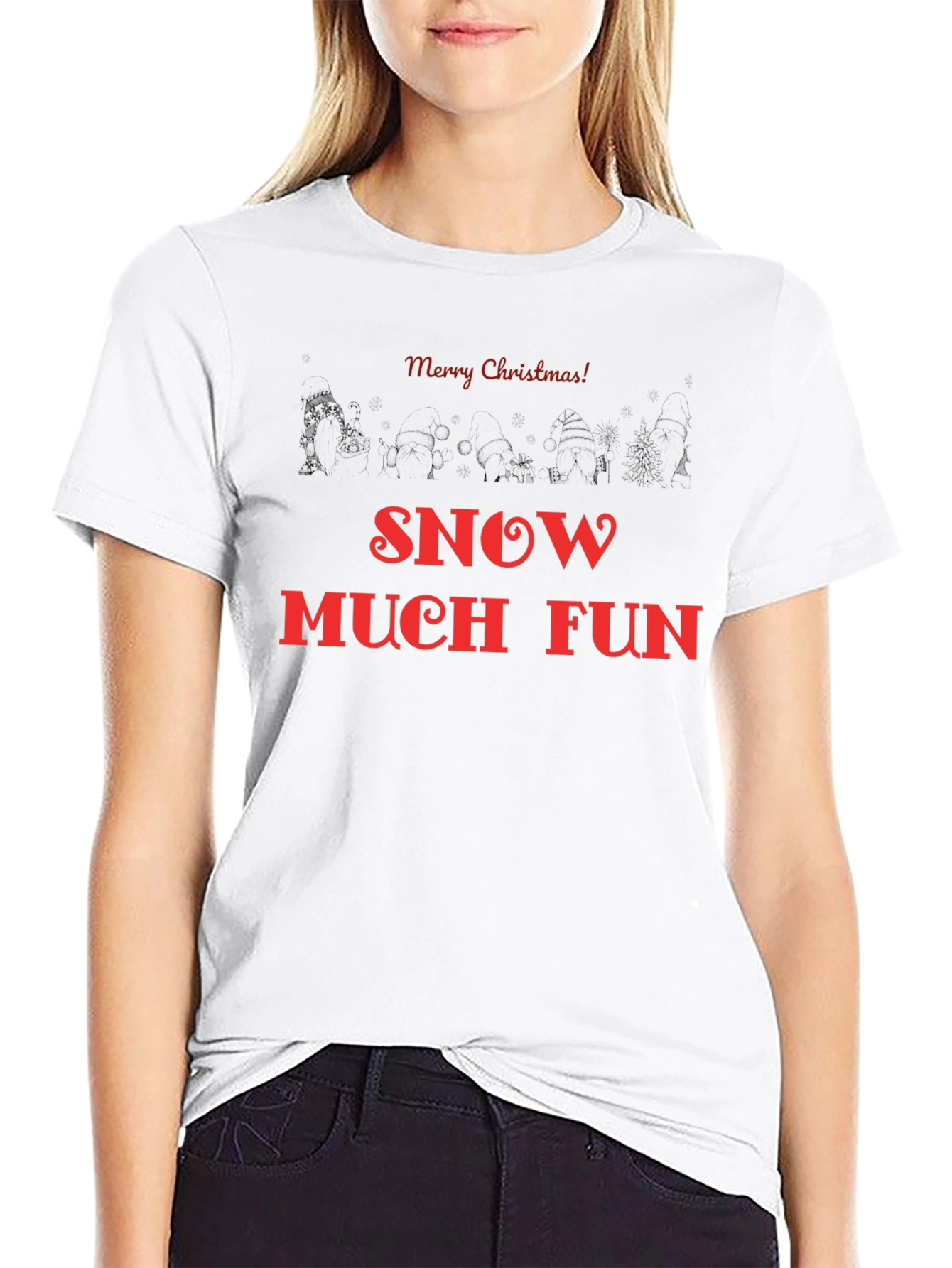 Merry Christmas Snow Much Fun Black T-Shirt