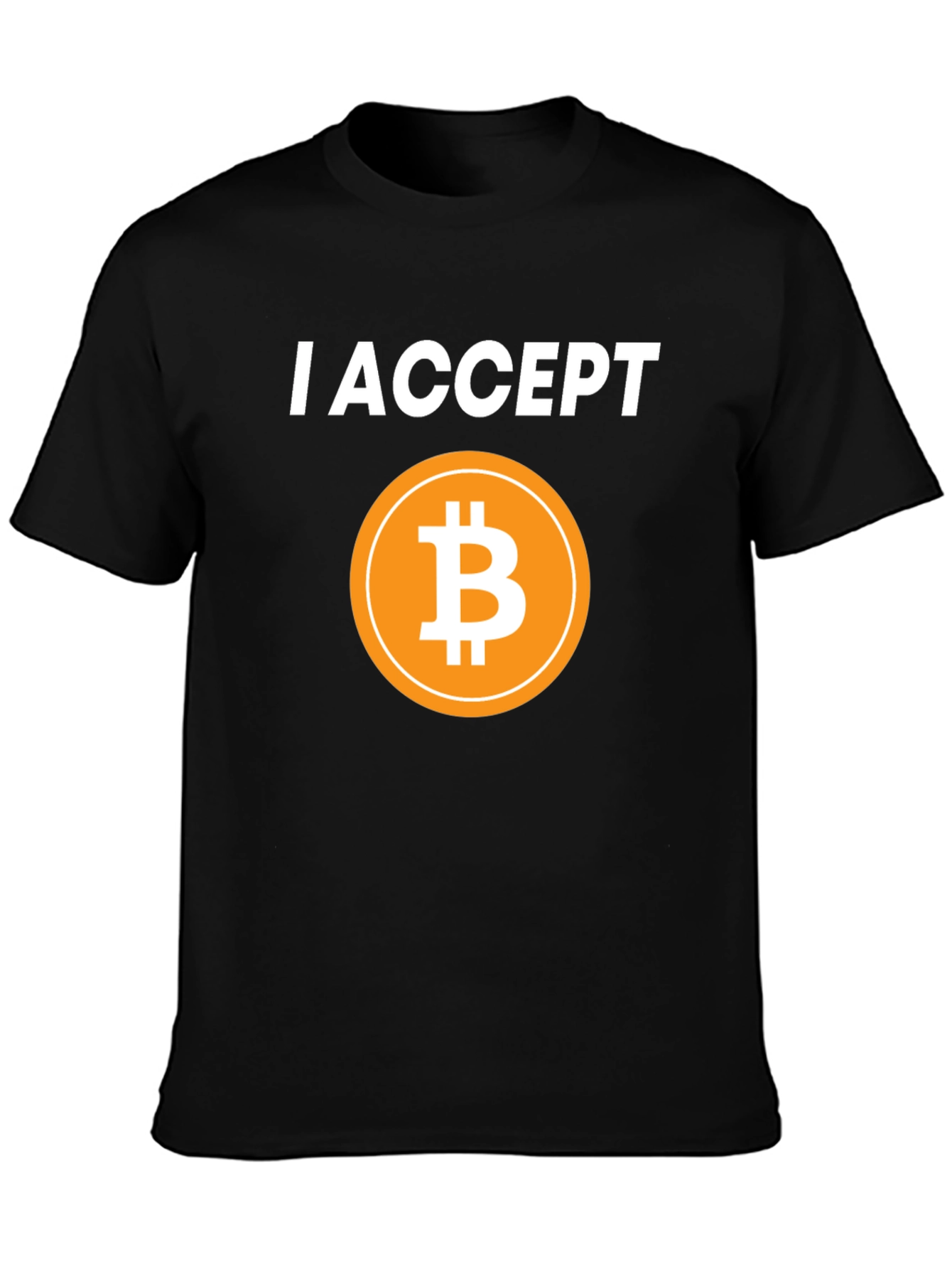 I Accept Bitcoin Black T-Shirt Cryptocurrency BTC Tee