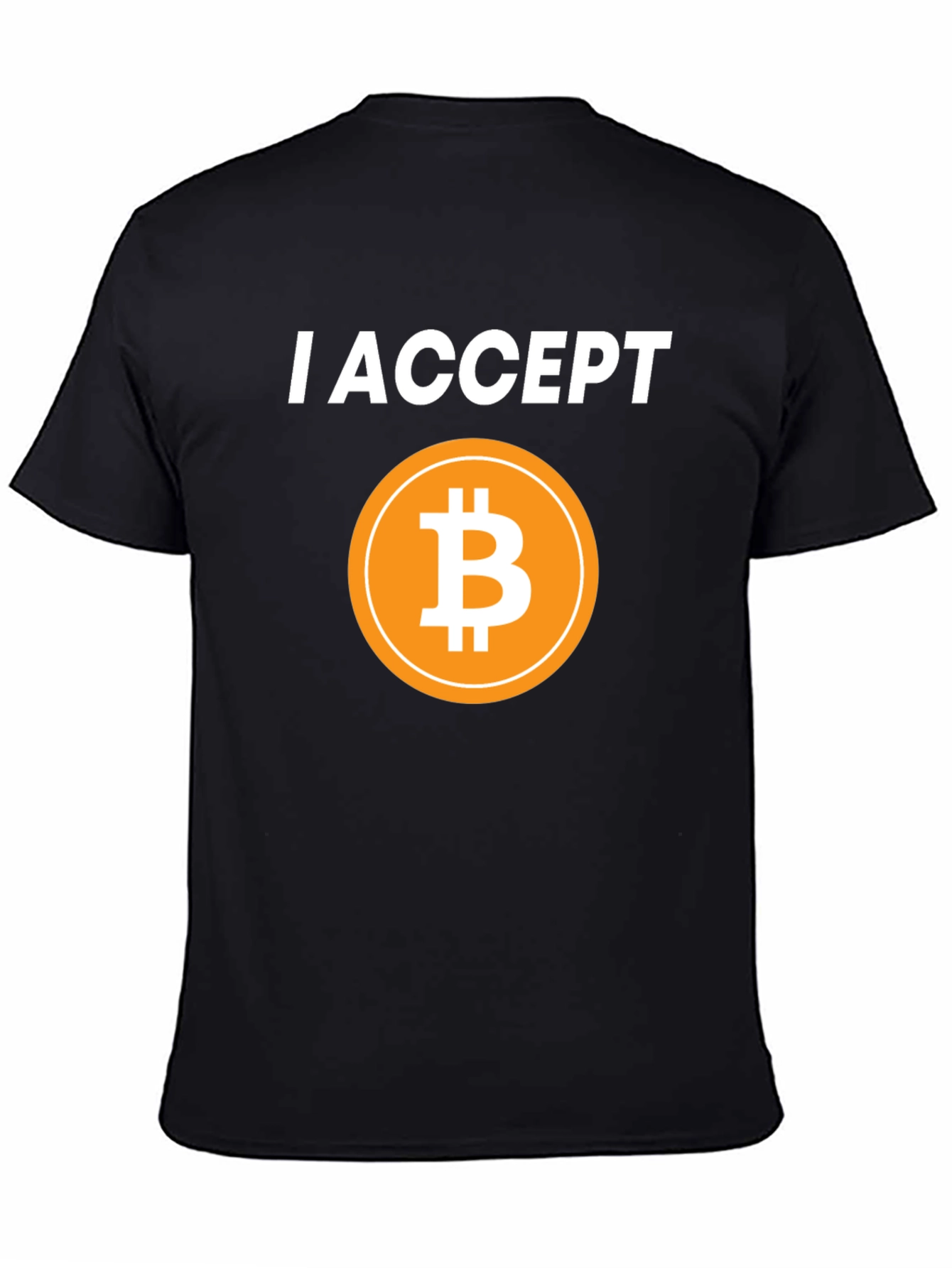 I Accept Bitcoin Black T-Shirt Cryptocurrency BTC Tee