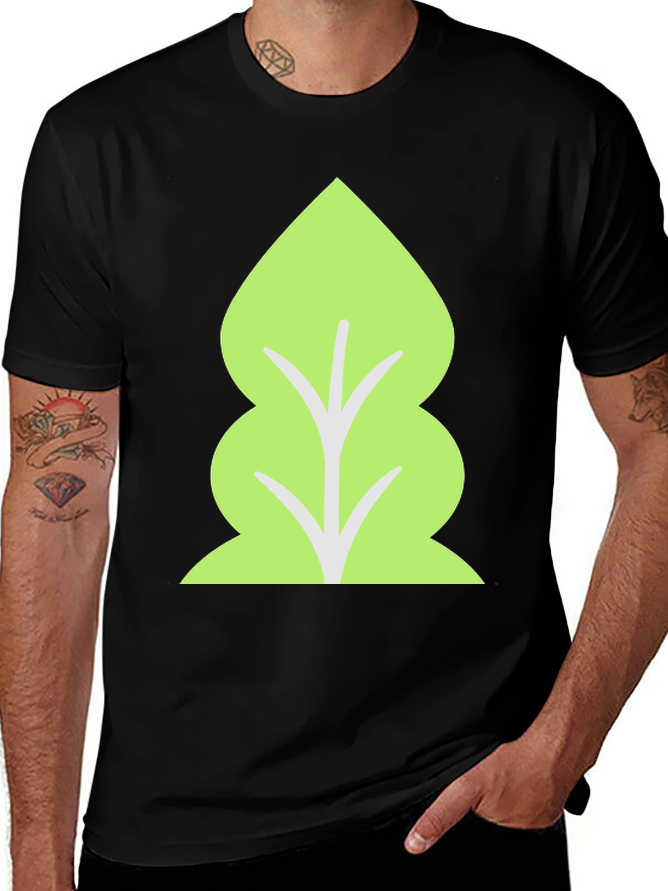 Leaf Graphic T-Shirt - Black Cotton Tee