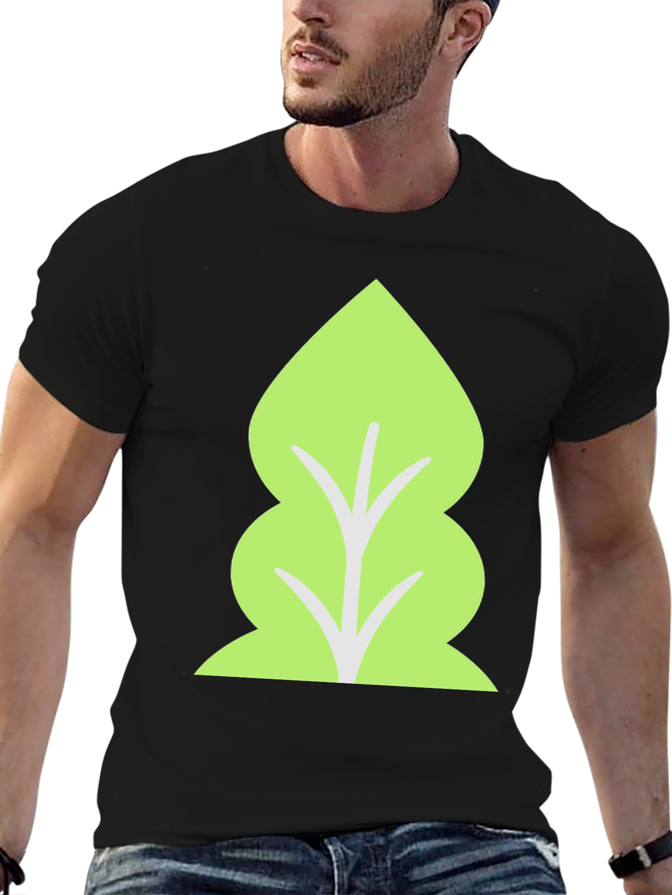 Leaf Graphic T-Shirt - Black Cotton Tee