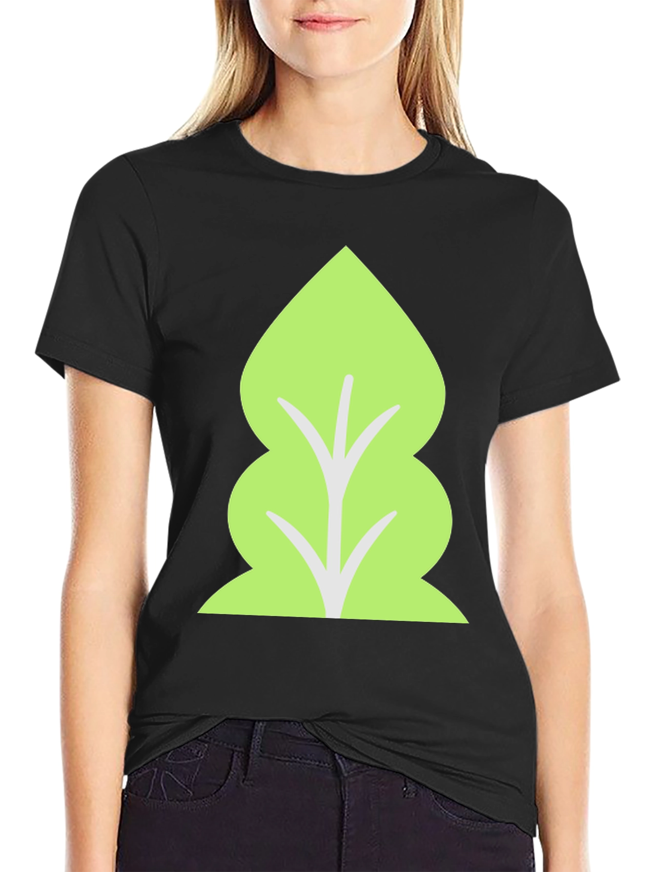 Leaf Graphic T-Shirt - Black Cotton Tee