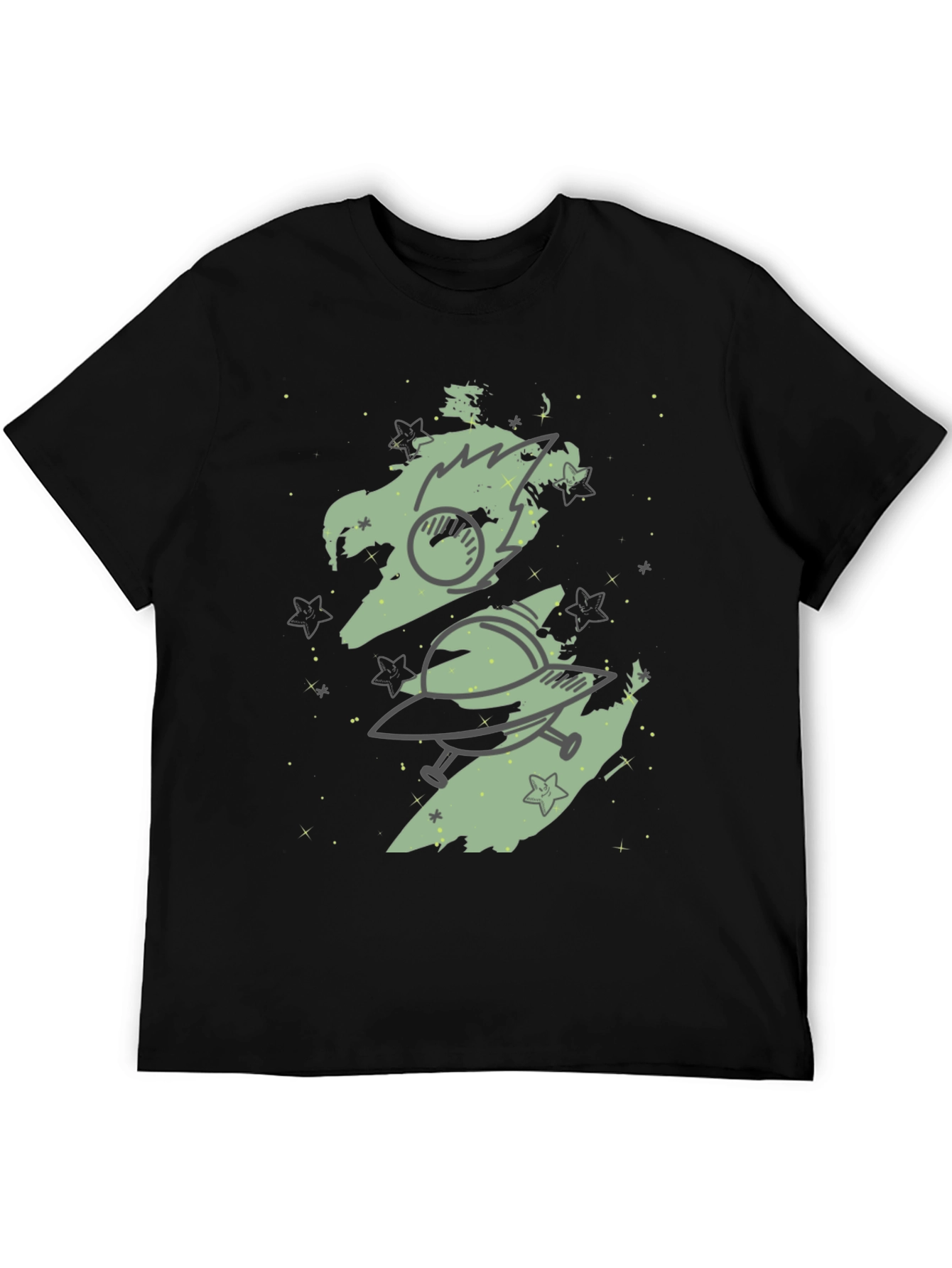 Space Adventure Graphic Tee - Black Cotton Blend
