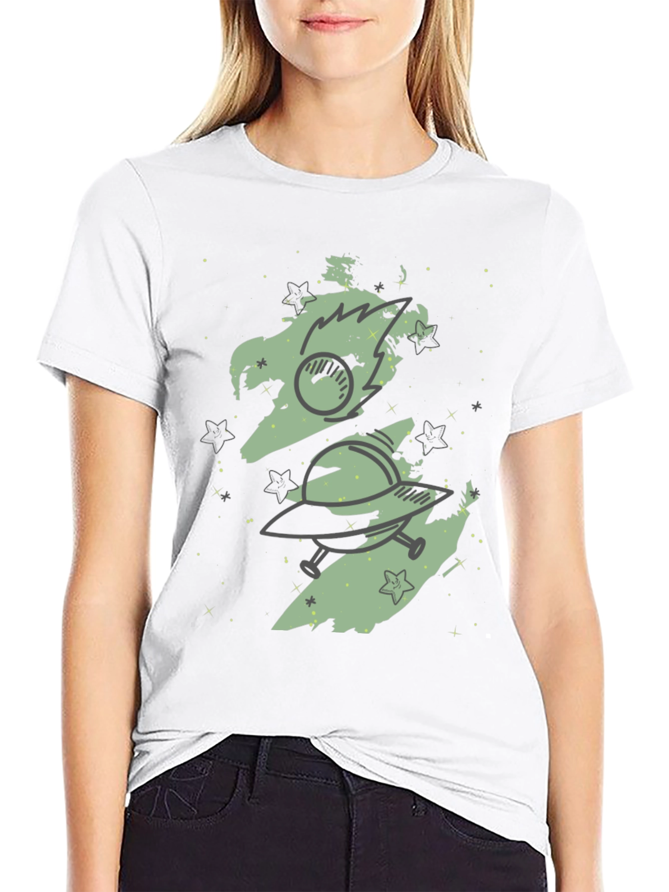 Space Adventure Graphic Tee - Black Cotton Blend