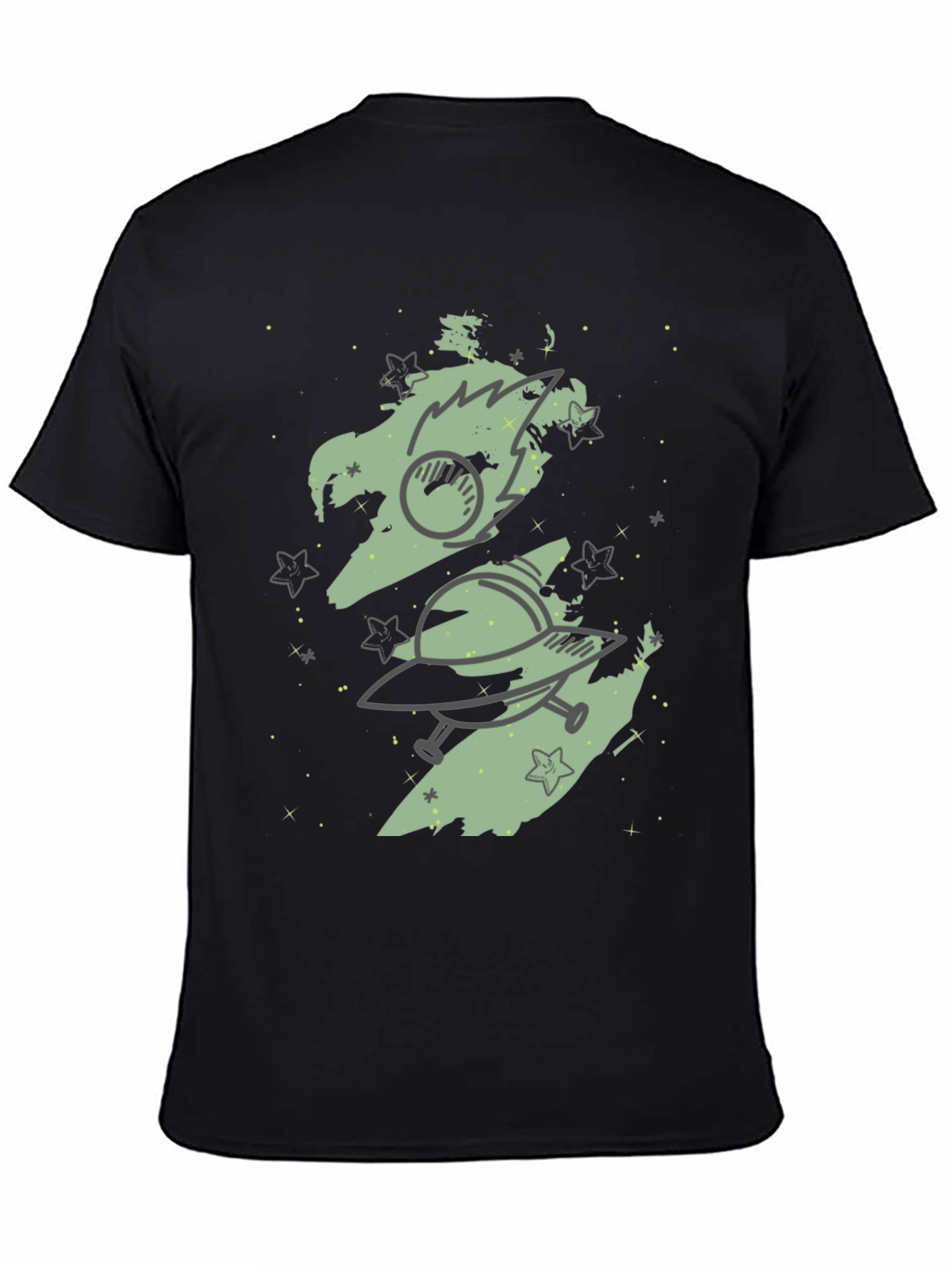 Space Adventure Graphic Tee - Black Cotton Blend