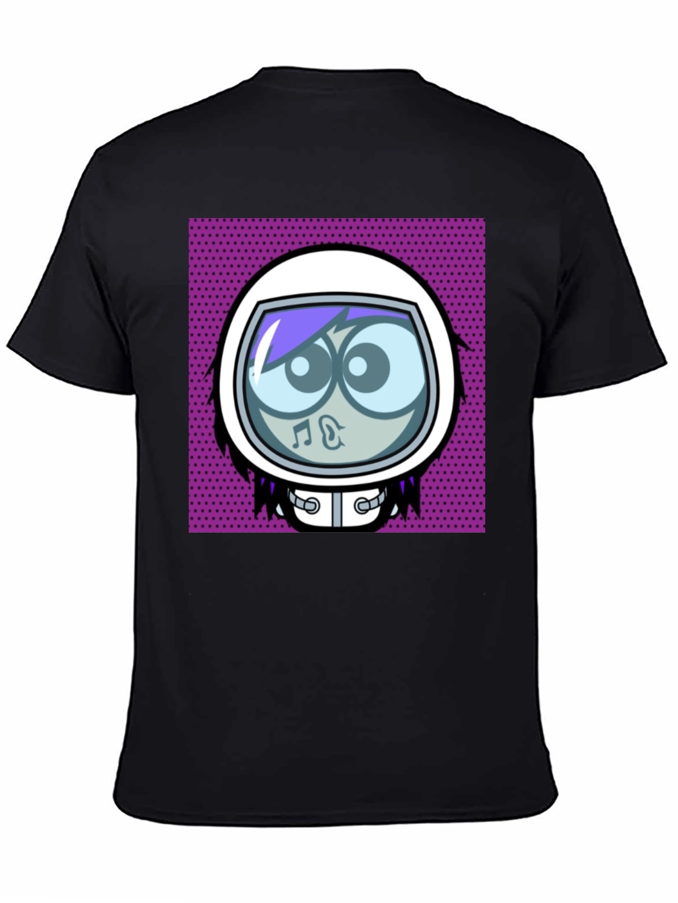 Cartoon Astronaut Black Graphic Tee