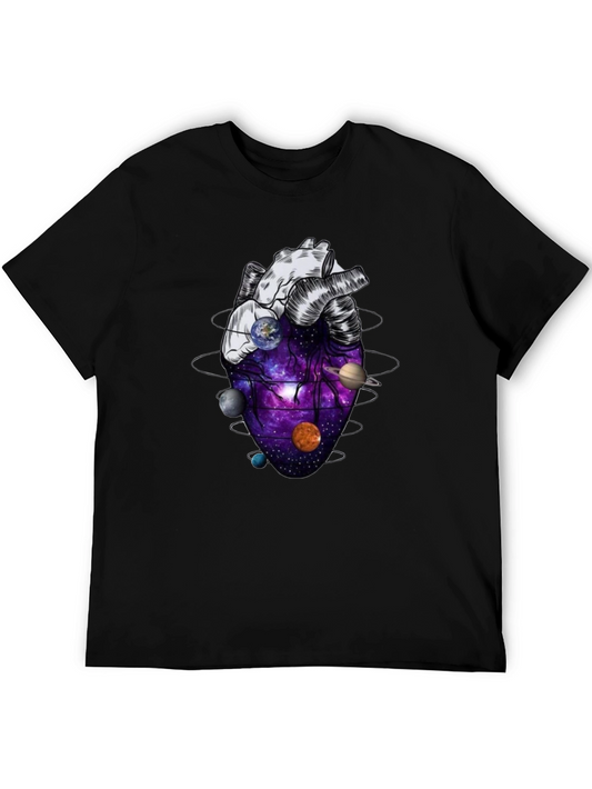 Galaxy Heart Graphic Tee - Black Unisex T-Shirt