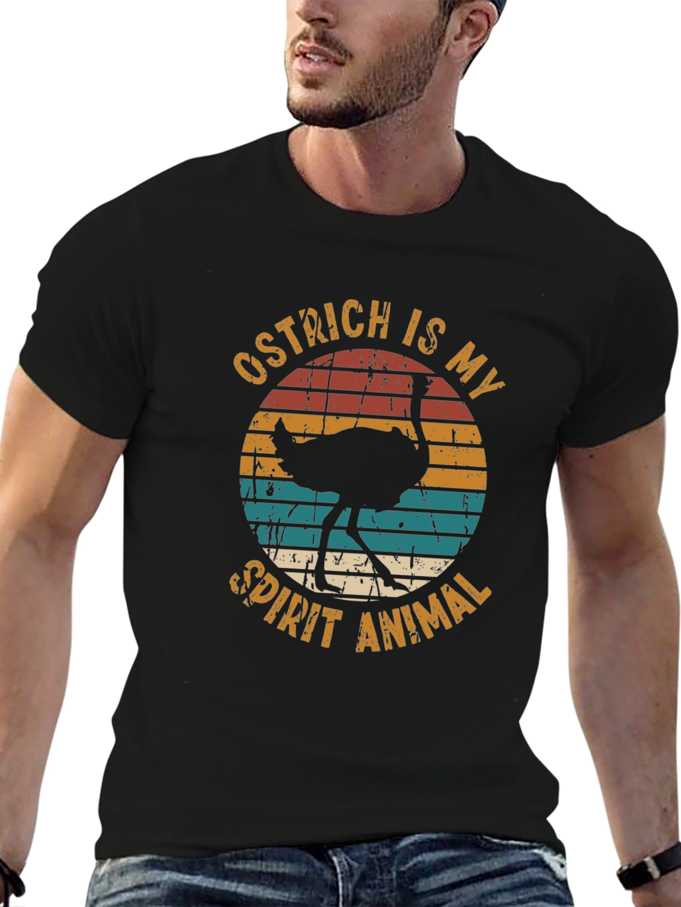 Ostrich Spirit Animal Retro Graphic T-Shirt
