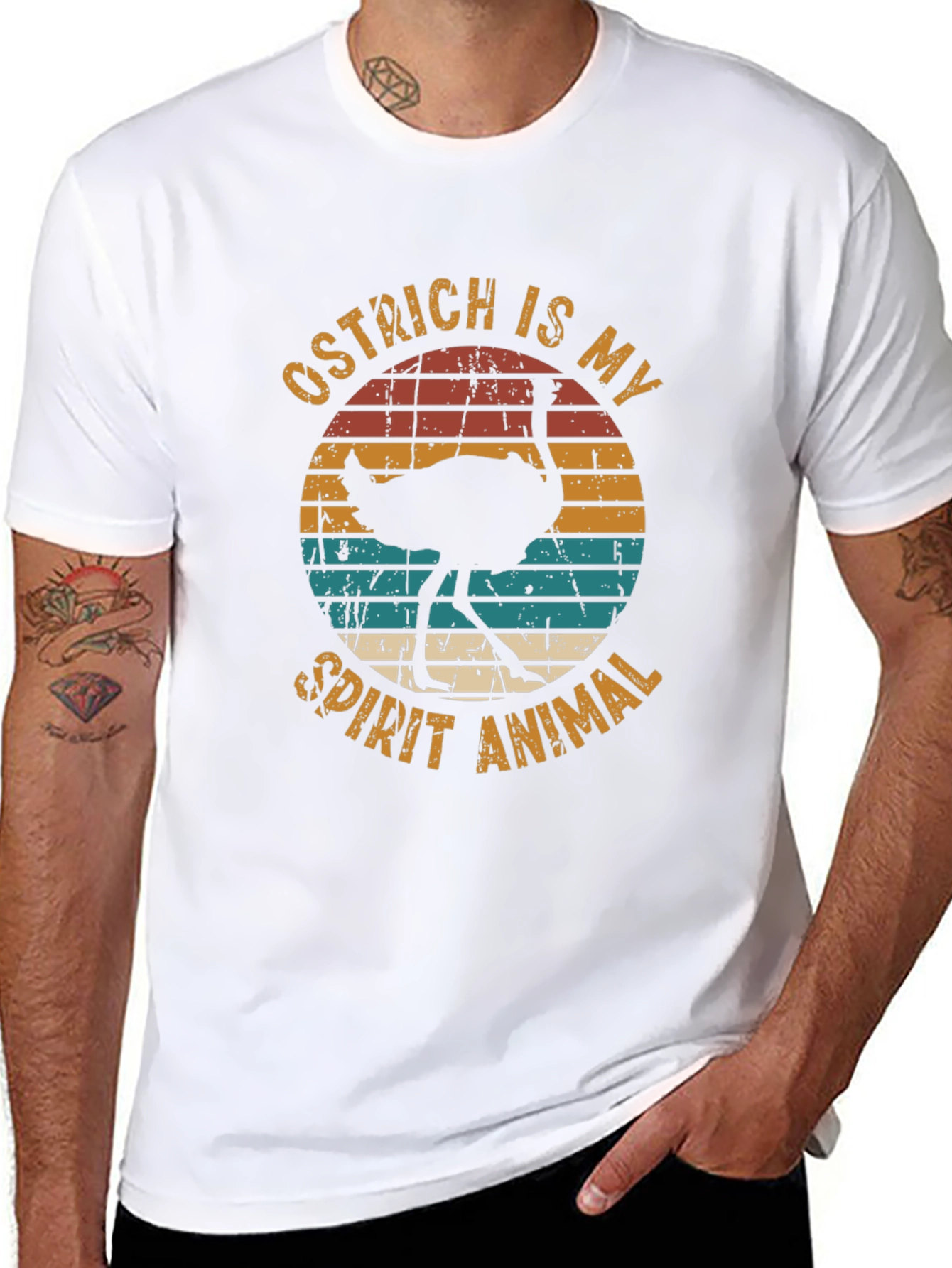 Ostrich Spirit Animal Retro Graphic T-Shirt