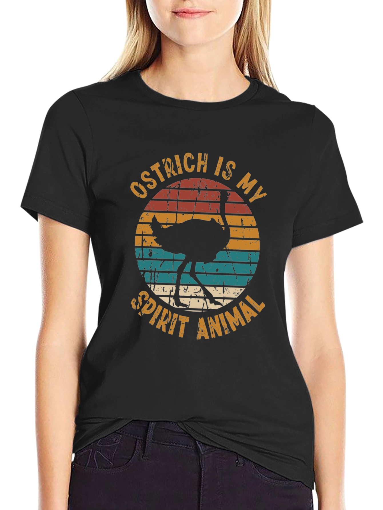 Ostrich Spirit Animal Retro Graphic T-Shirt