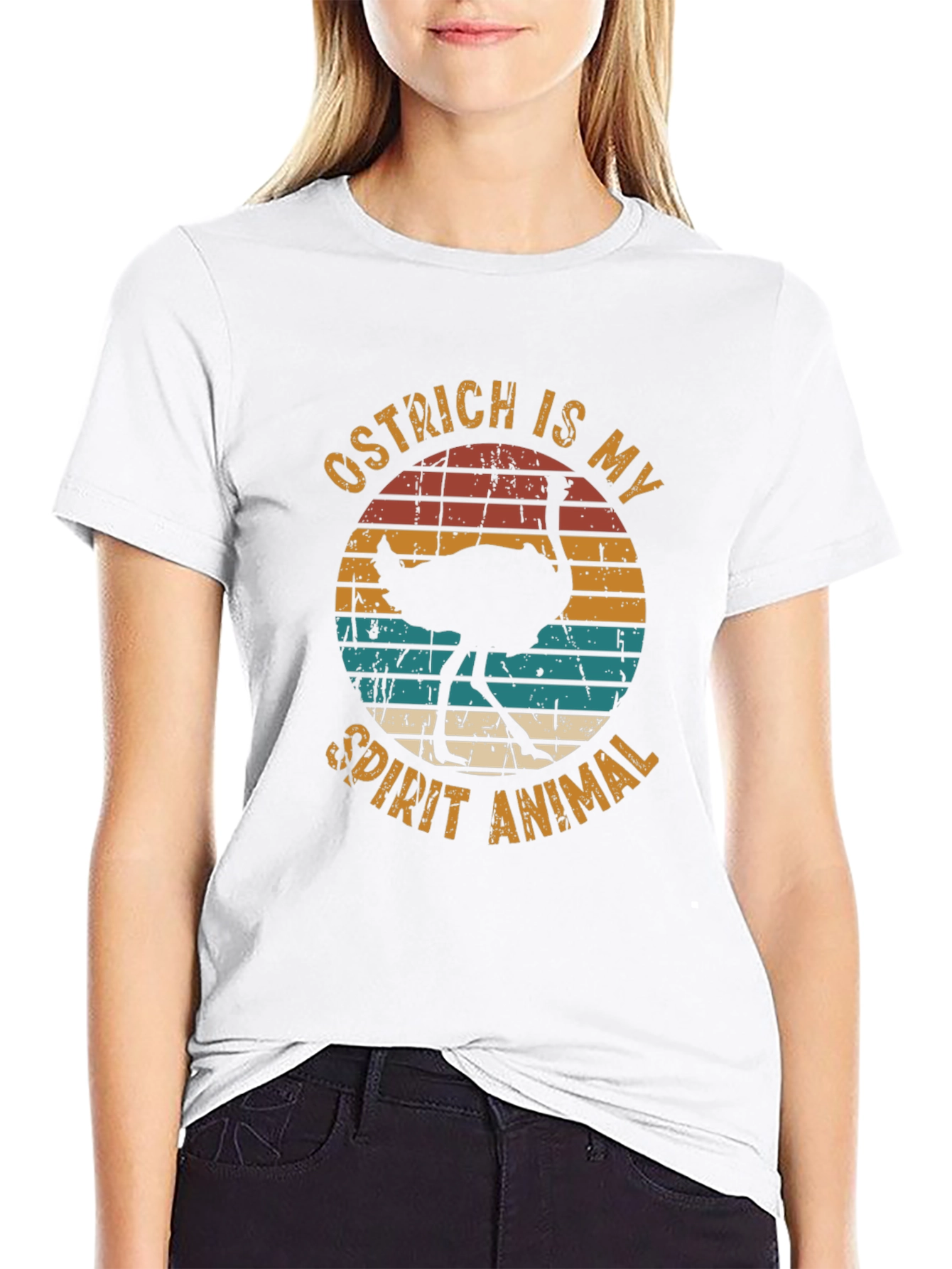 Ostrich Spirit Animal Retro Graphic T-Shirt