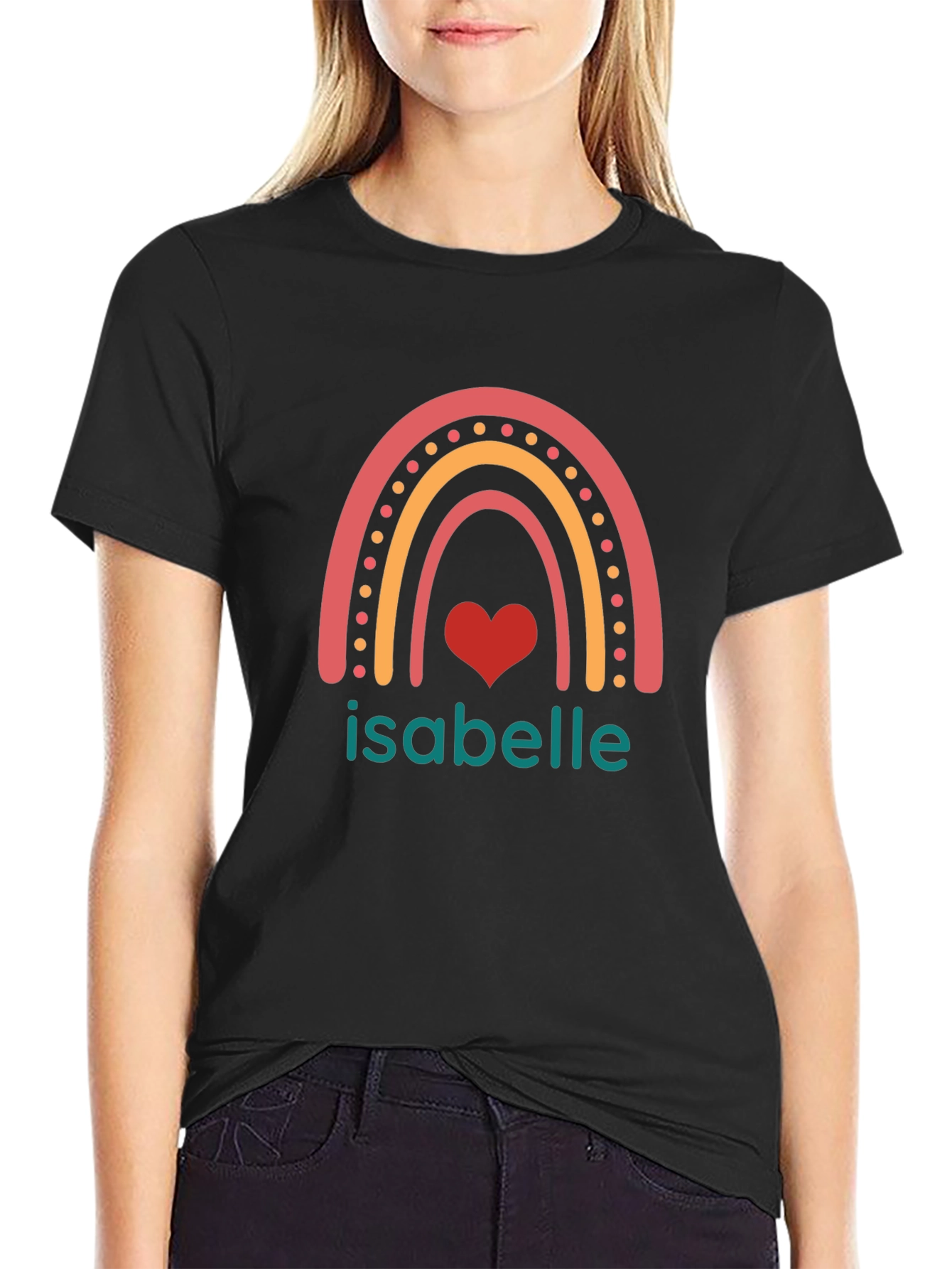 Isabelle Rainbow Heart Personalized T-Shirt