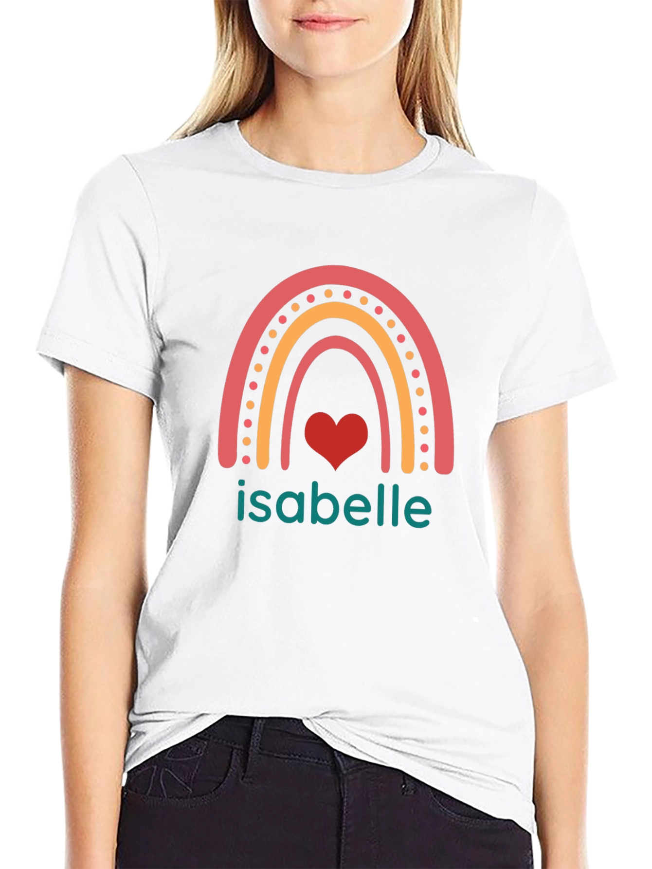 Isabelle Rainbow Heart Personalized T-Shirt