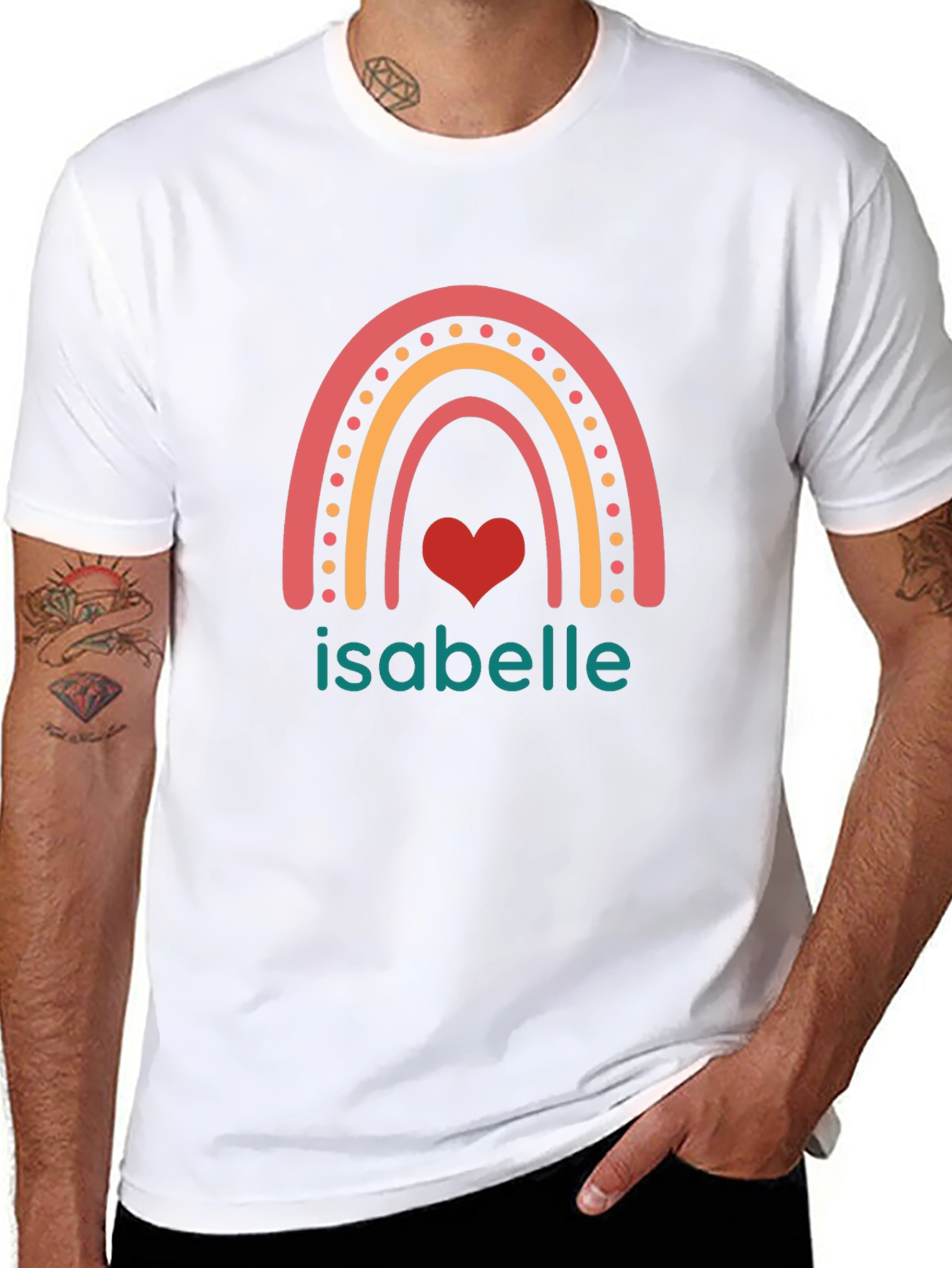 Isabelle Rainbow Heart Personalized T-Shirt