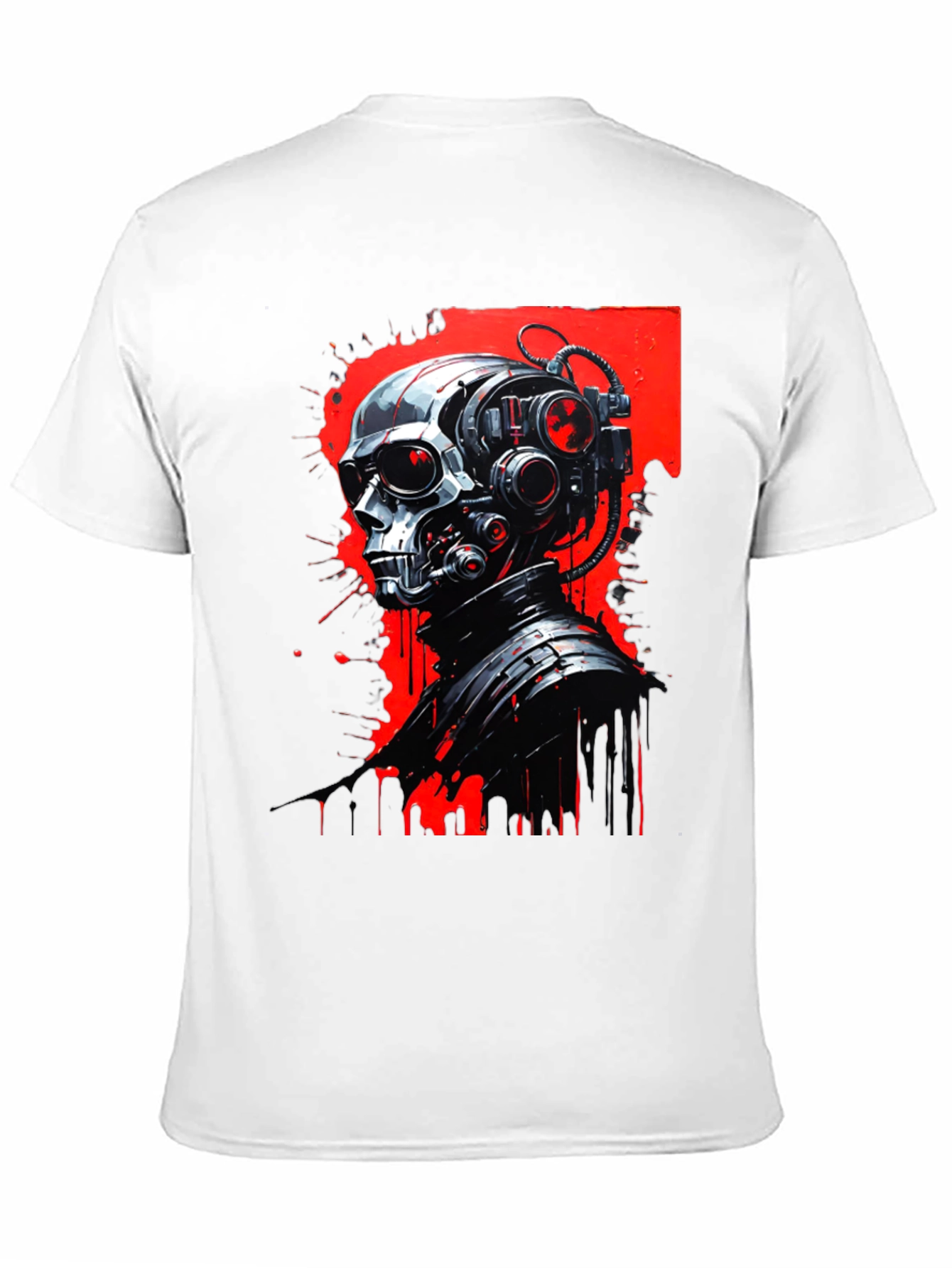 Cyberpunk Skull Graphic Tee - Mens Black T-Shirt