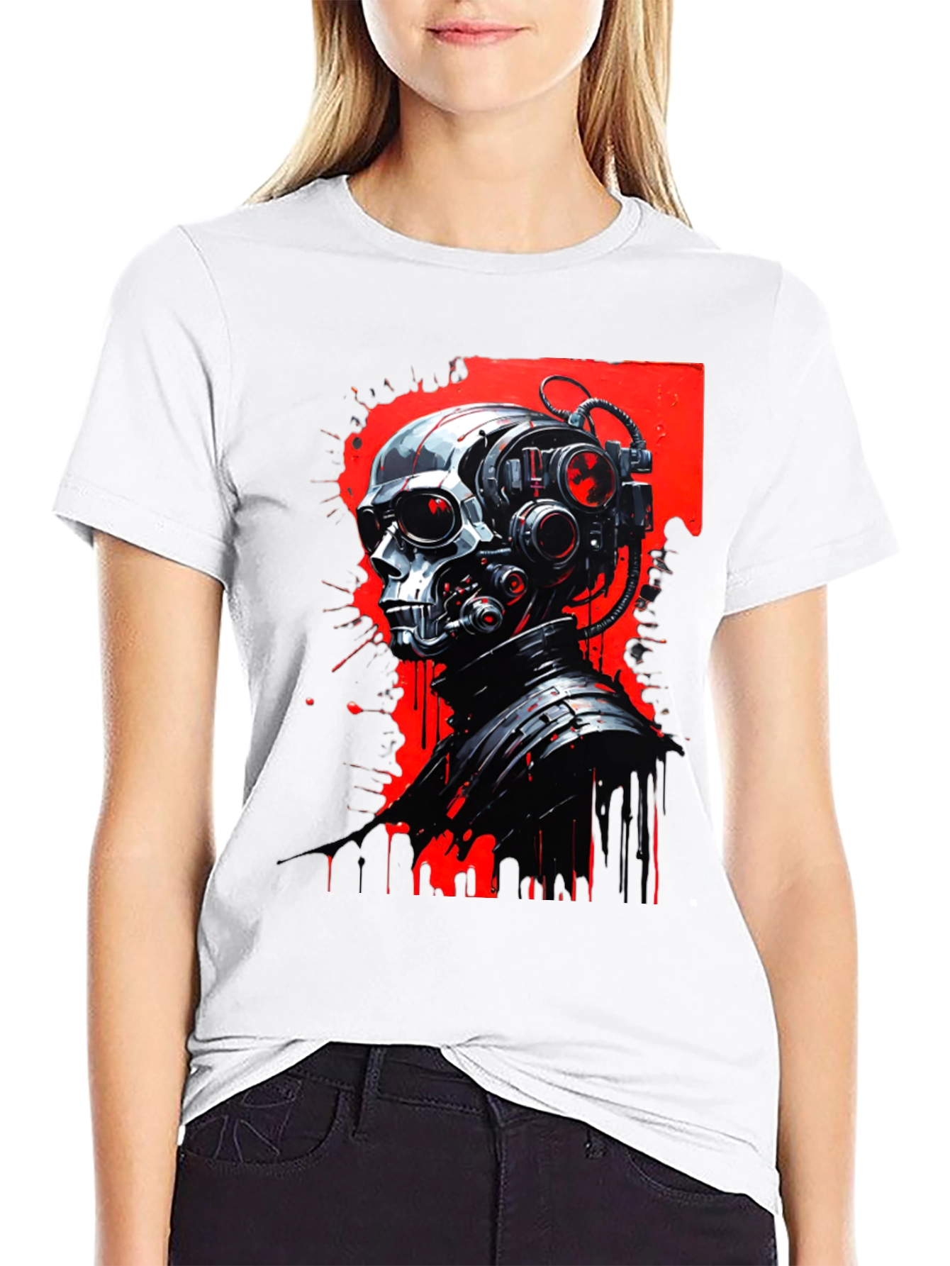 Cyberpunk Skull Graphic Tee - Mens Black T-Shirt