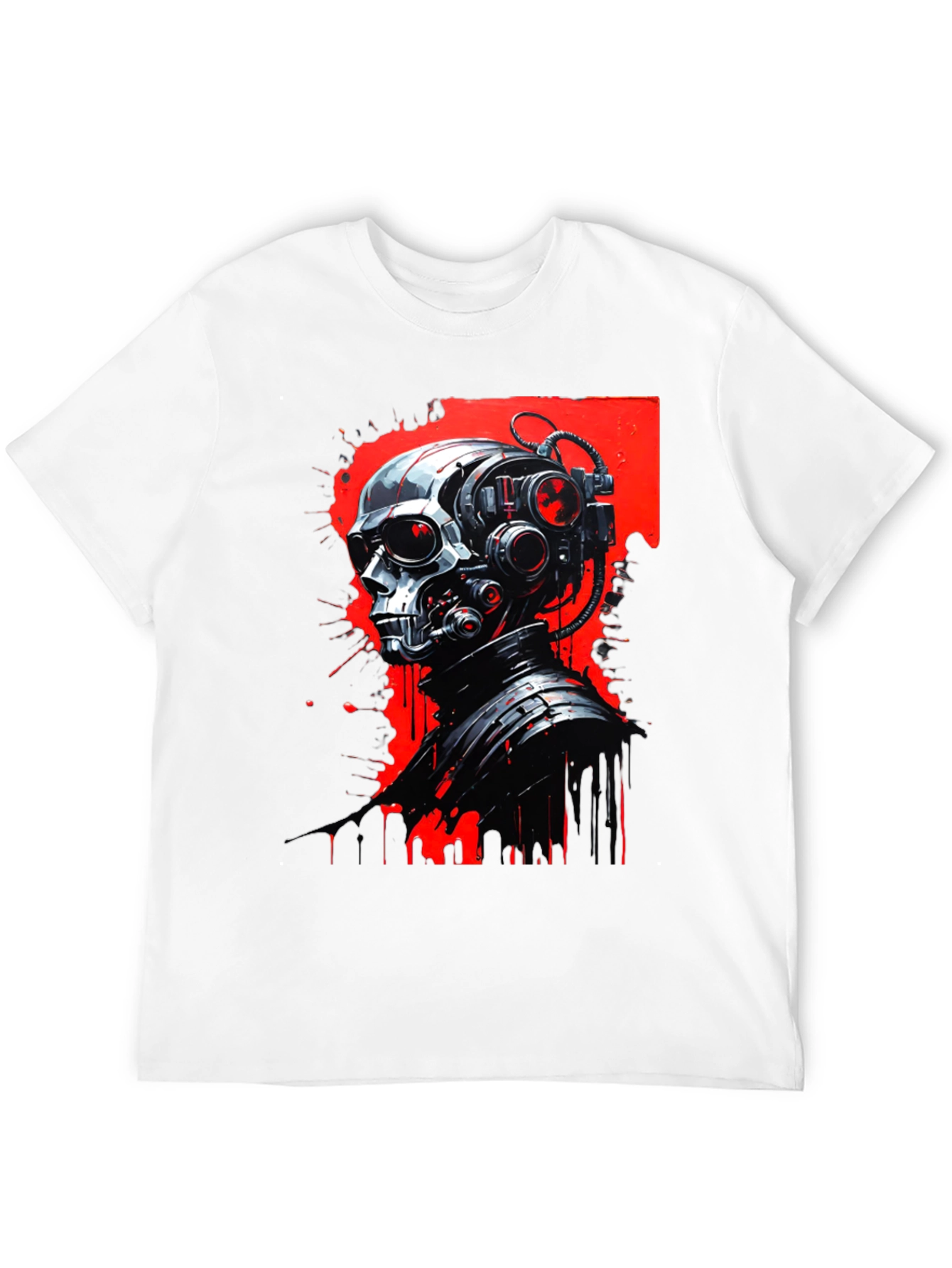 Cyberpunk Skull Graphic Tee - Mens Black T-Shirt