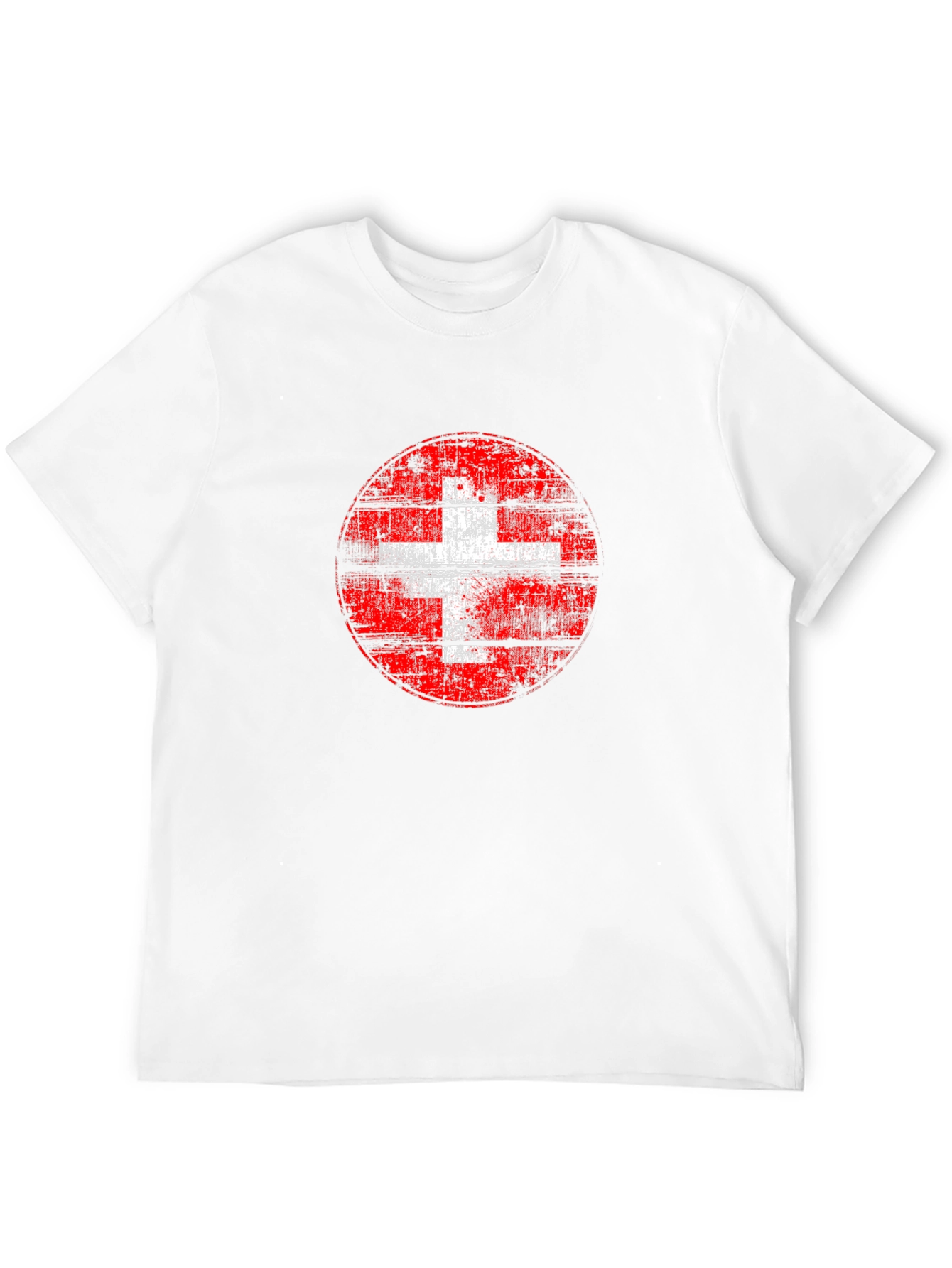 Swiss Flag Grunge Graphic Tee - Black