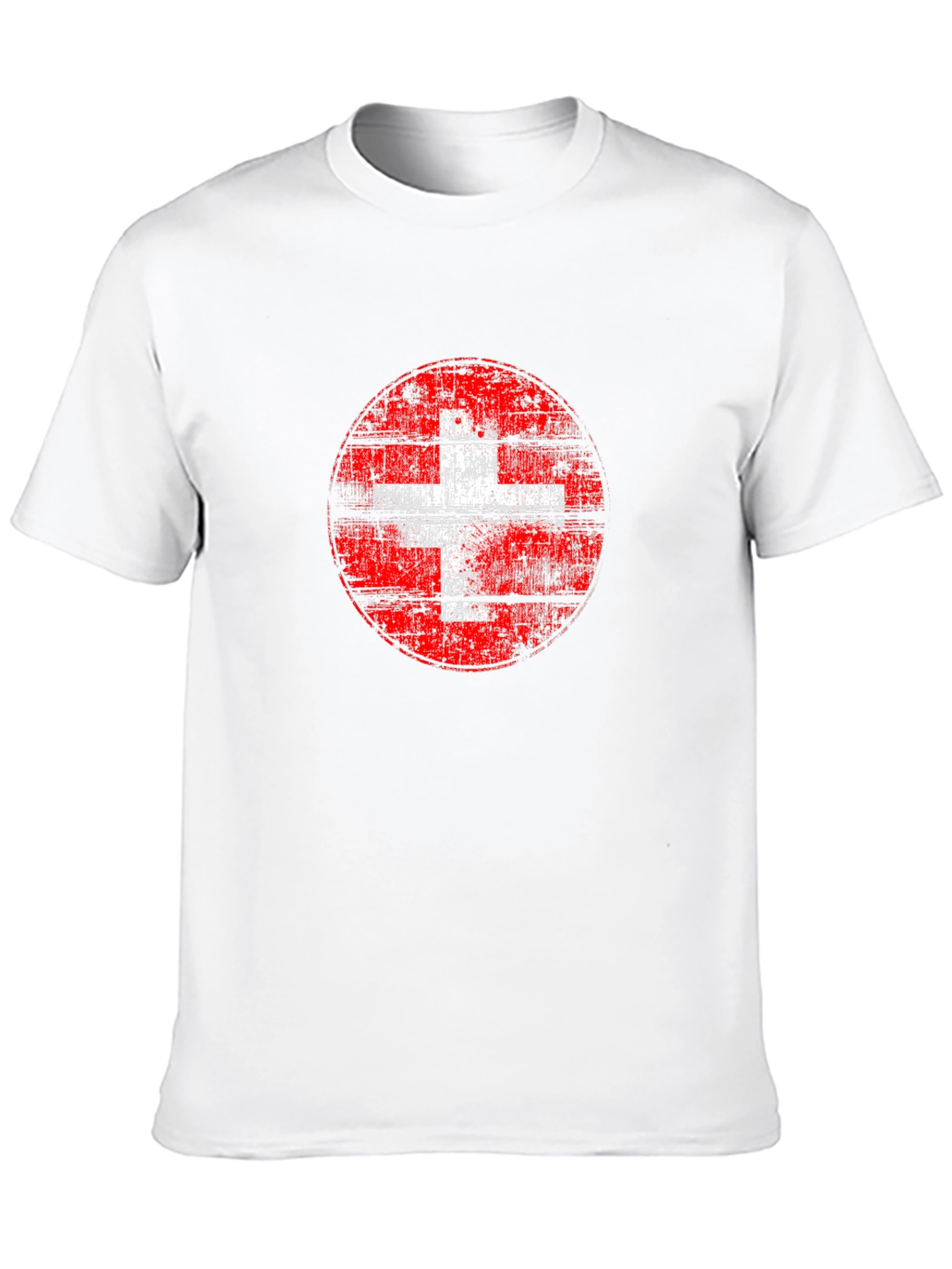 Swiss Flag Grunge Graphic Tee - Black