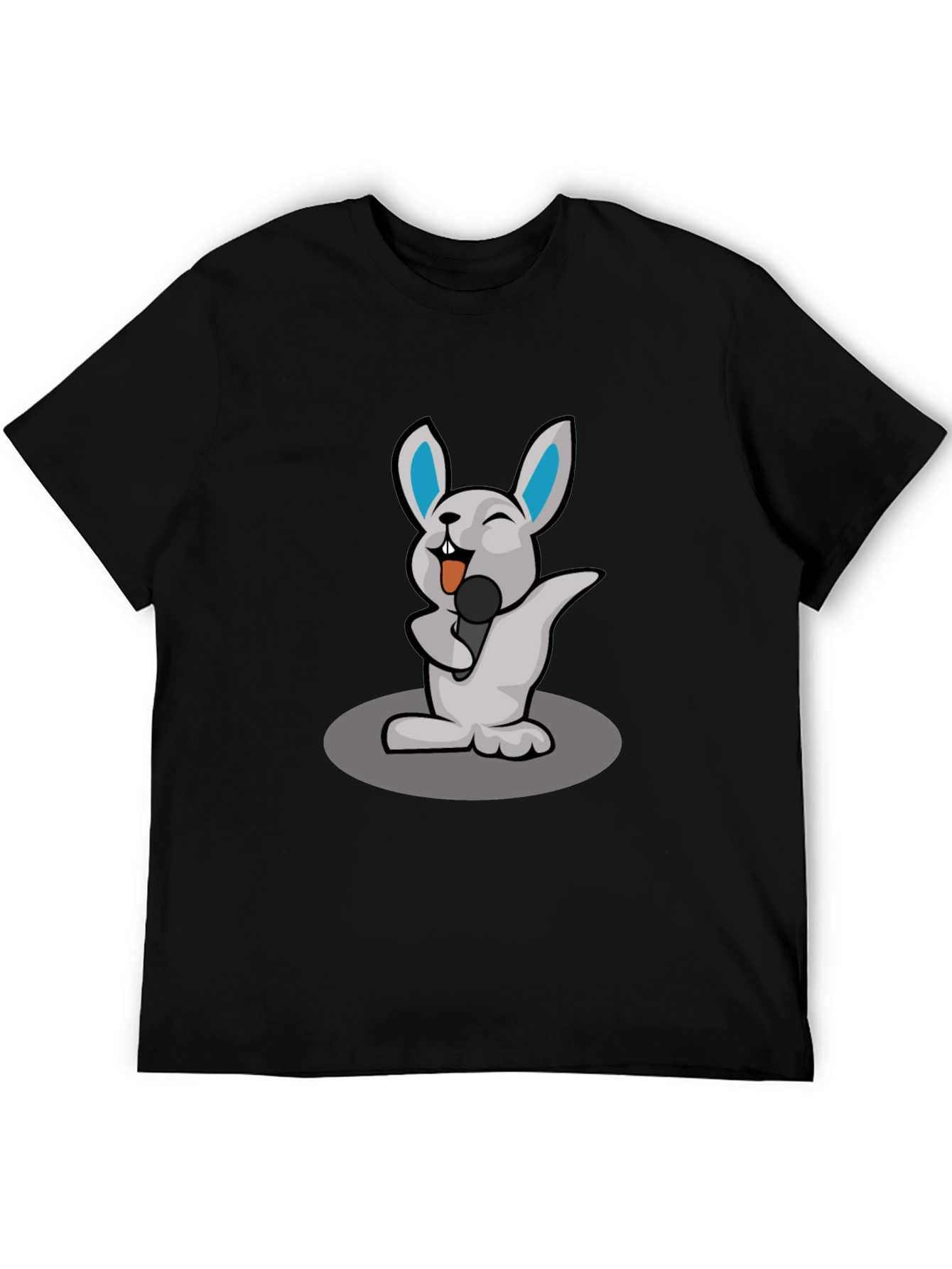 Singing Rabbit Graphic T-Shirt - Black Cotton Tee