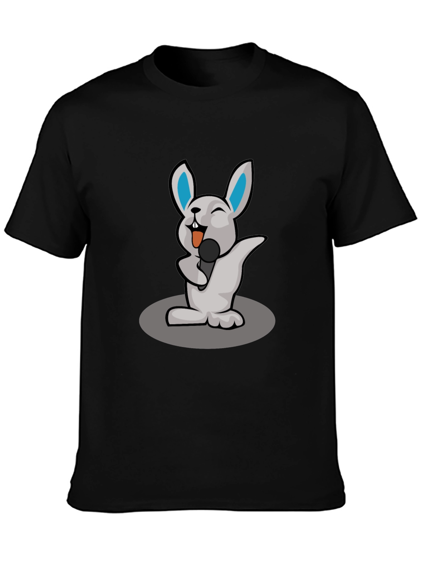 Singing Rabbit Graphic T-Shirt - Black Cotton Tee