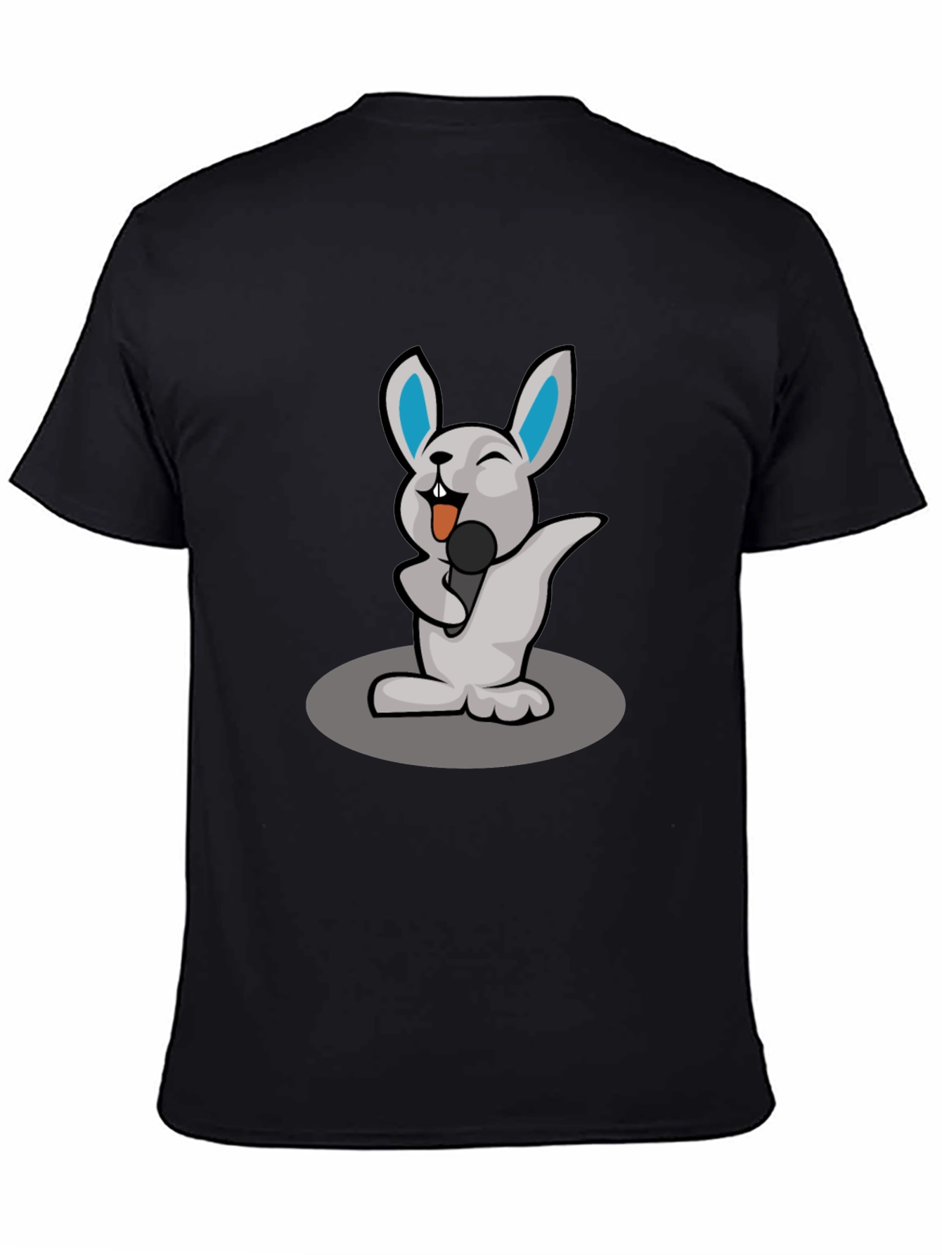 Singing Rabbit Graphic T-Shirt - Black Cotton Tee