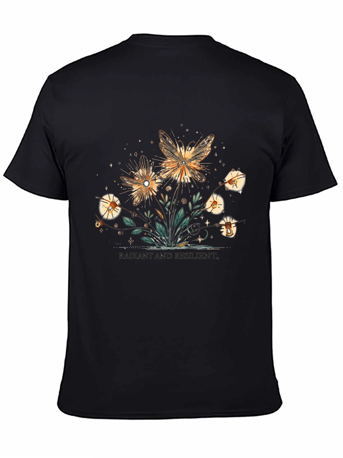 Butterfly Floral Graphic Tee - Black
