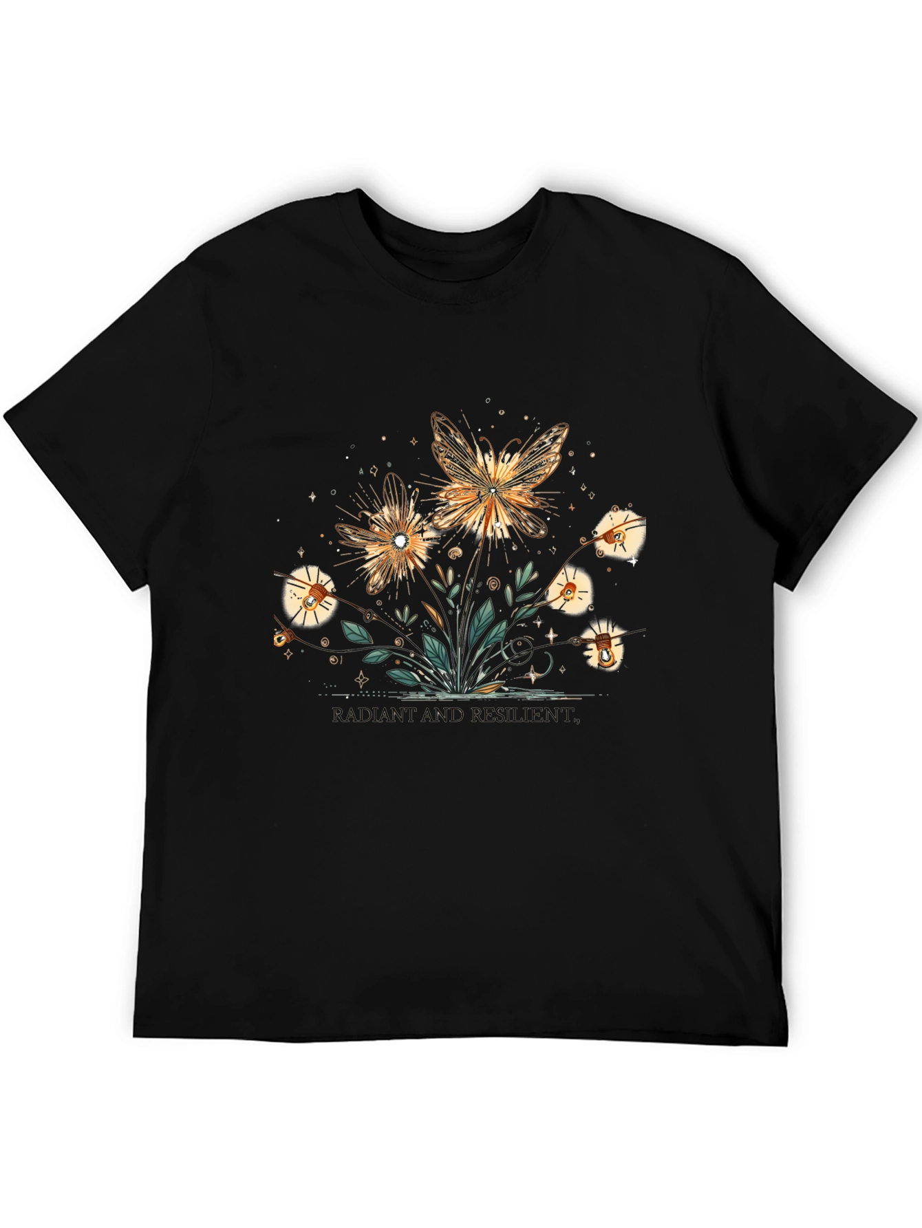 Butterfly Floral Graphic Tee - Black