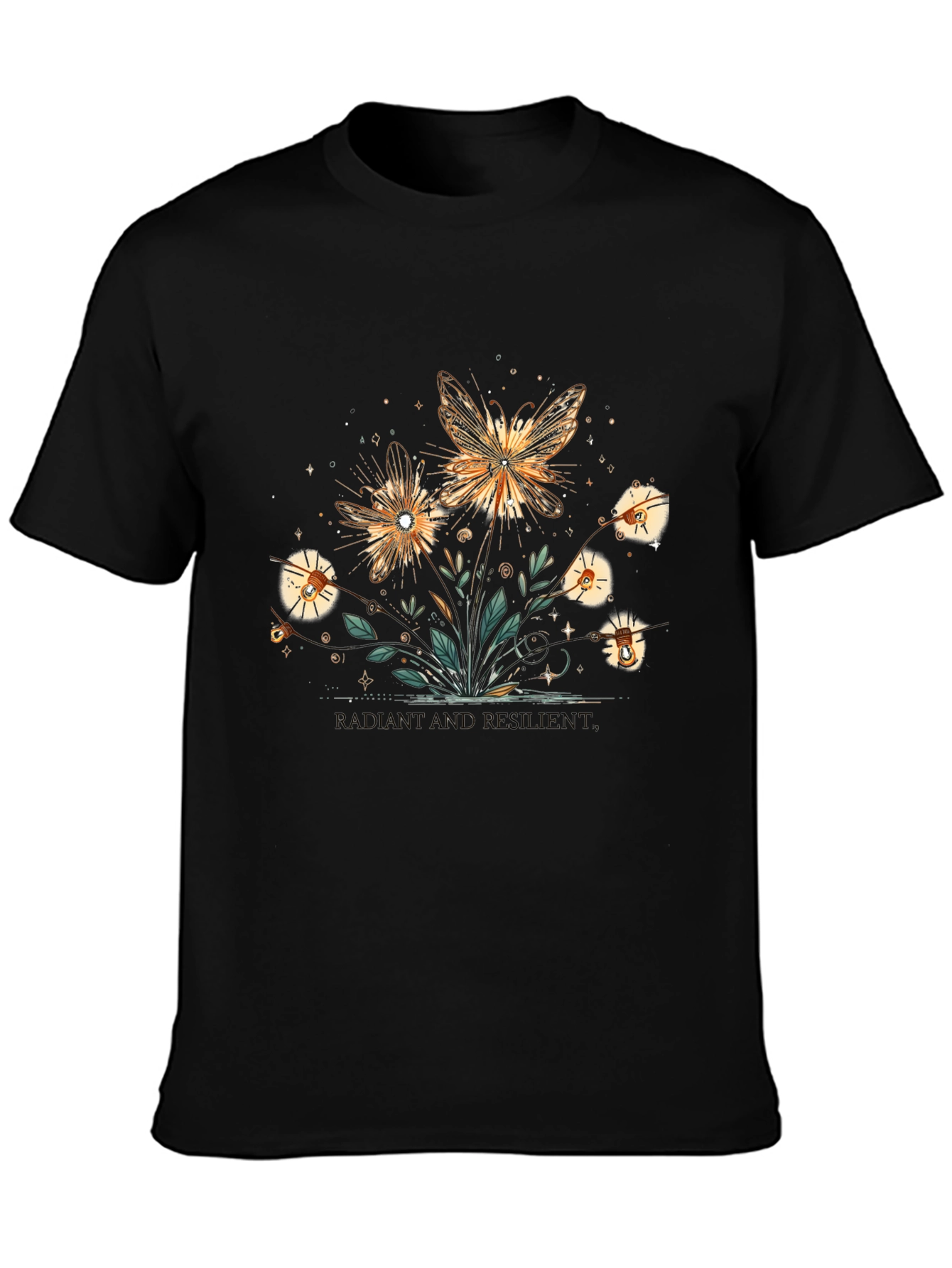 Butterfly Floral Graphic Tee - Black