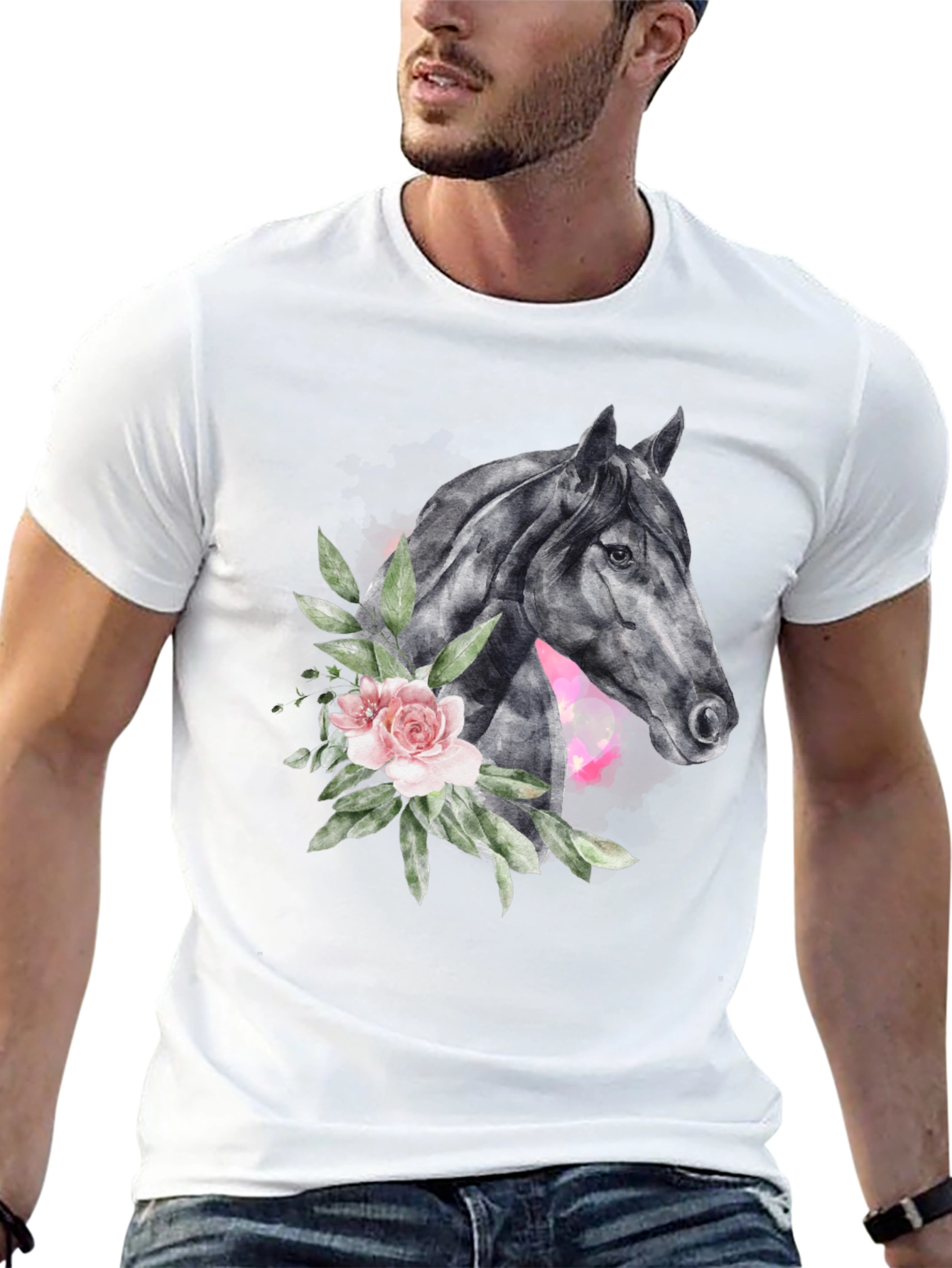 Floral Horse Graphic Print T-Shirt
