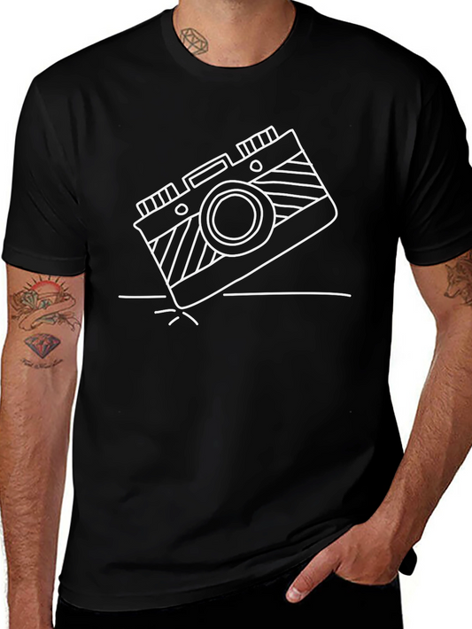 Retro Camera Graphic Tee - Cool Black T-Shirt