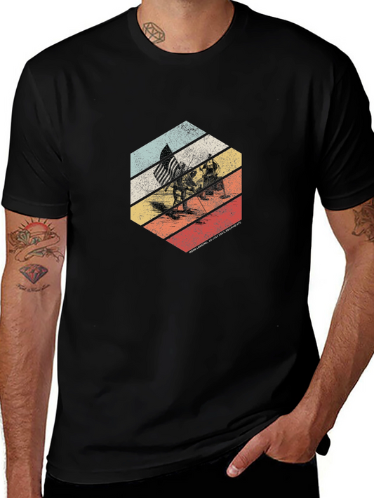 Vintage Moon Landing Graphic Tee - Black
