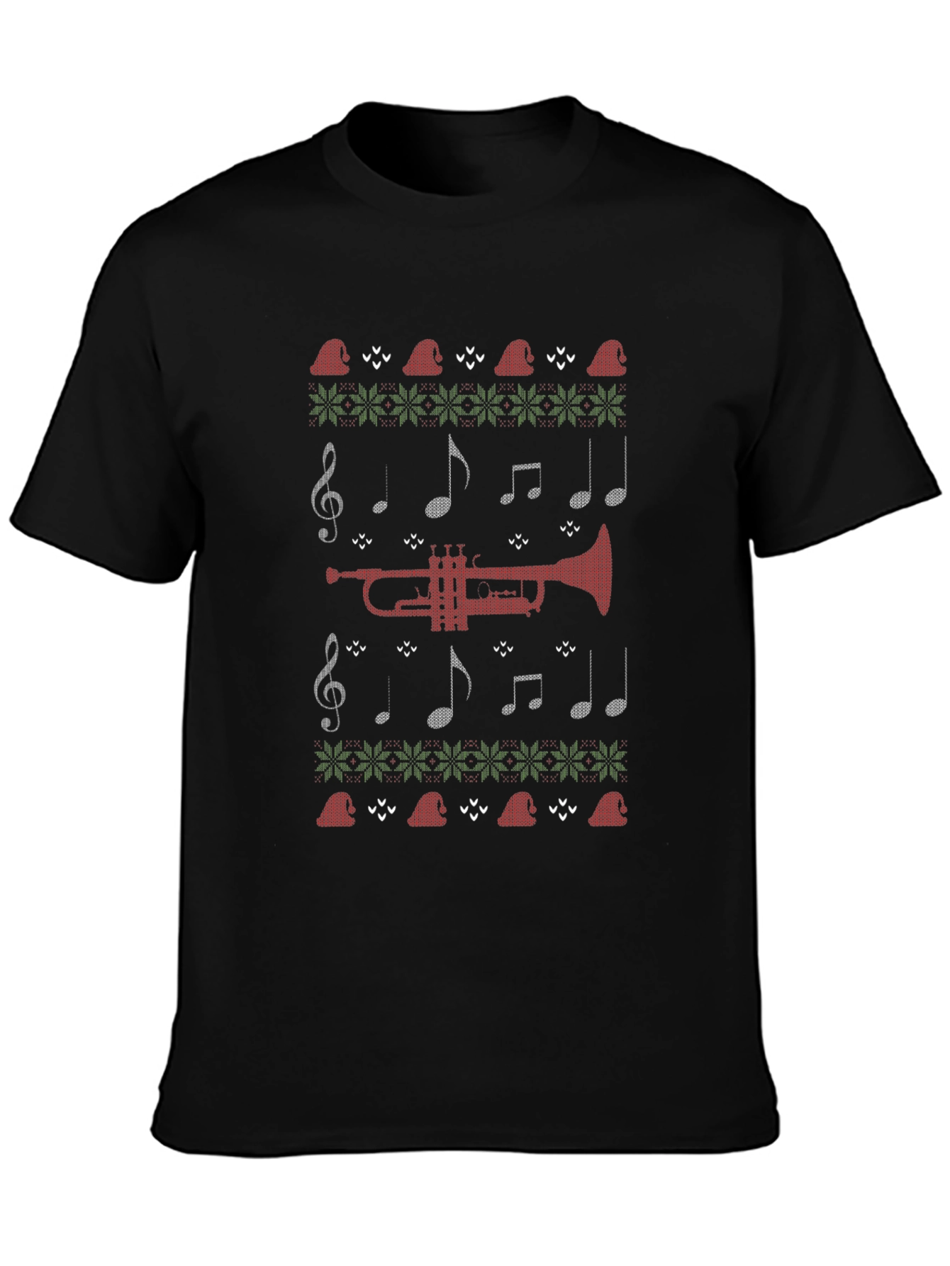 Musical Christmas T-Shirt - Trumpet Knit Pattern