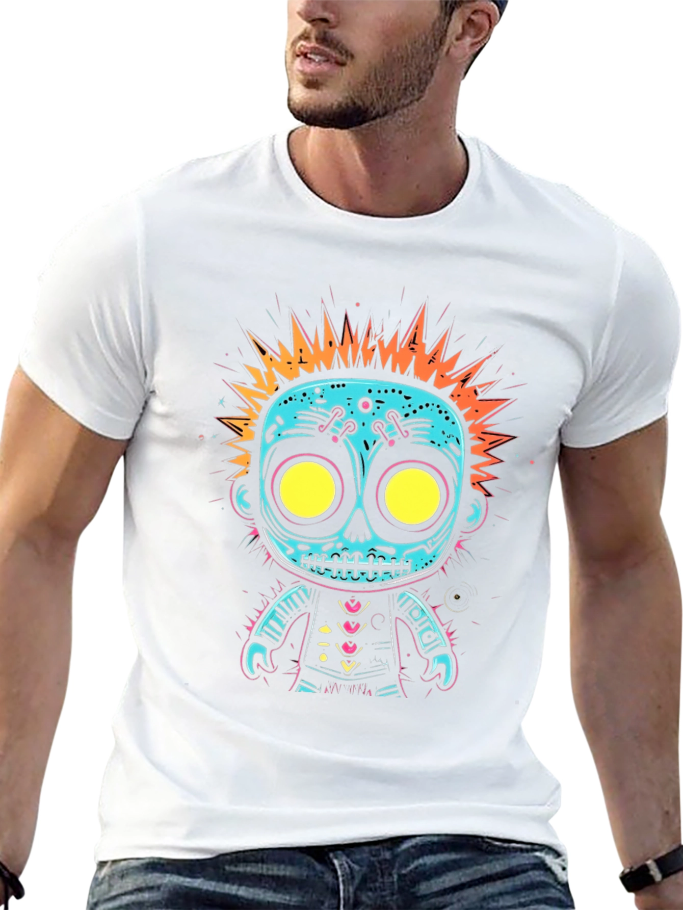 Cool Cartoon Skull Graphic Tee - Edgy Style