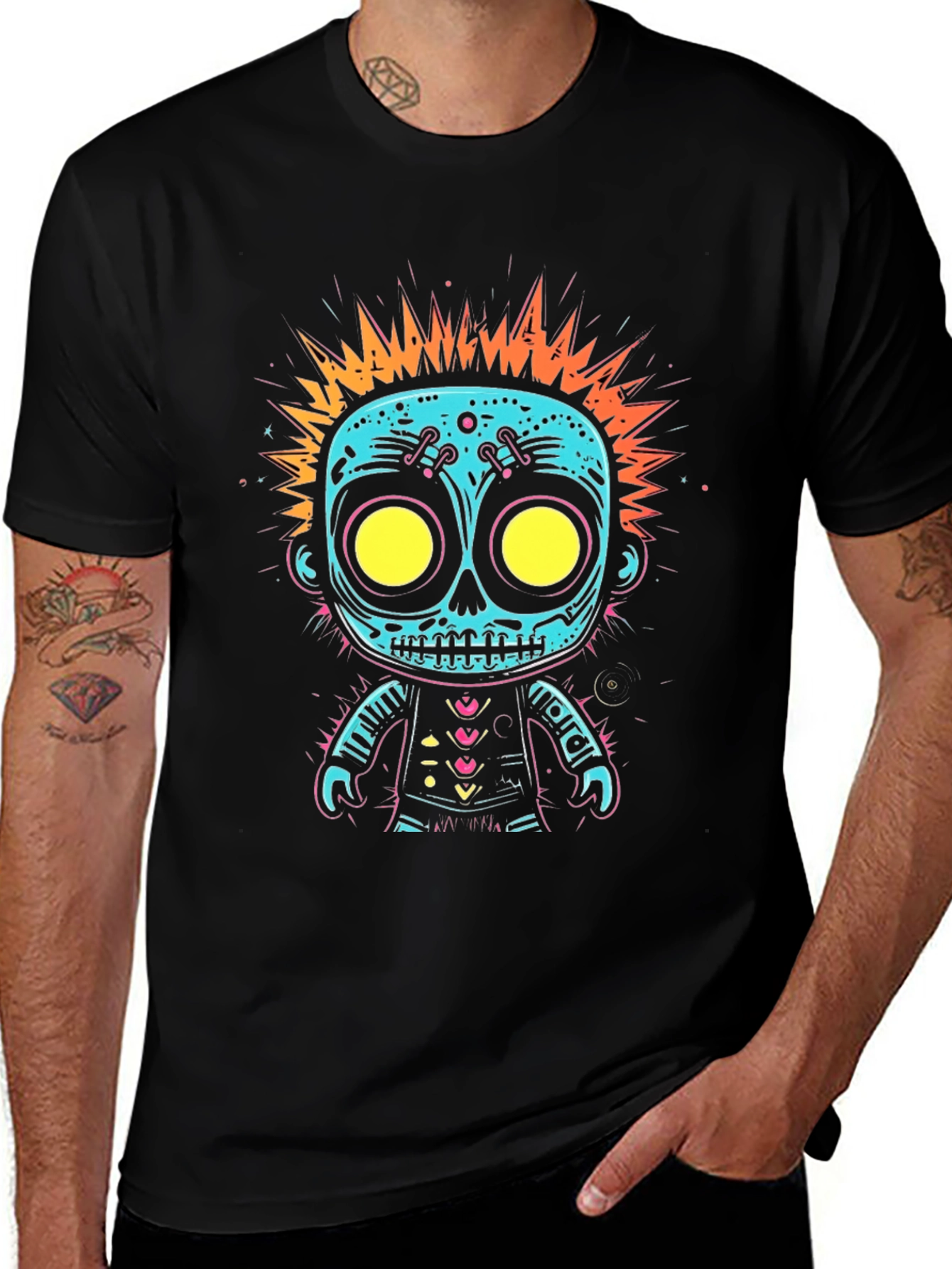 Cool Cartoon Skull Graphic Tee - Edgy Style