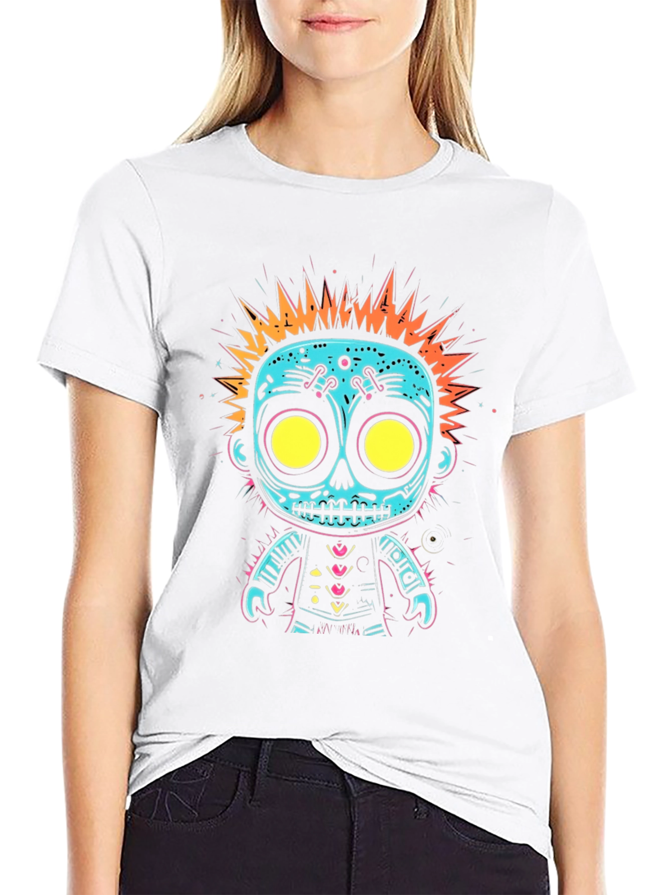 Cool Cartoon Skull Graphic Tee - Edgy Style