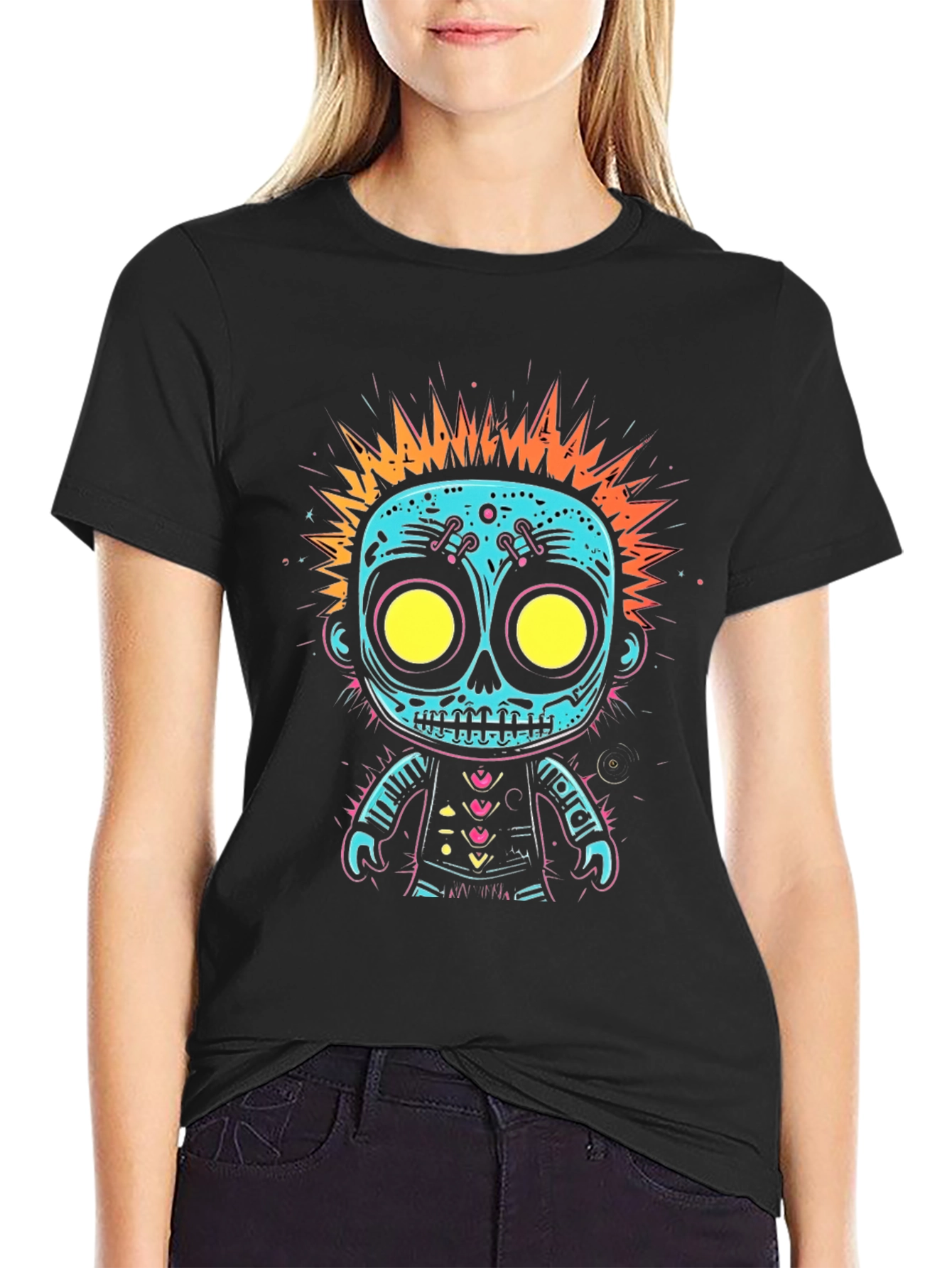 Cool Cartoon Skull Graphic Tee - Edgy Style