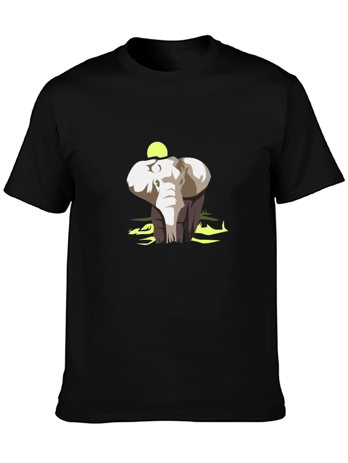 Elephant Graphic Print Black Cotton T-Shirt