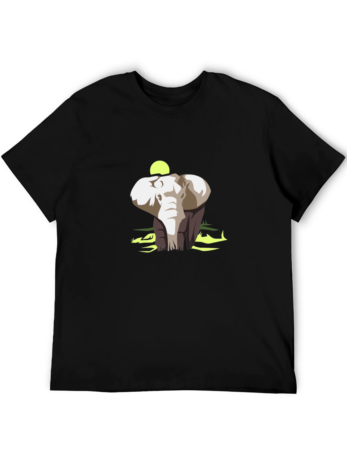 Elephant Graphic Print Black Cotton T-Shirt
