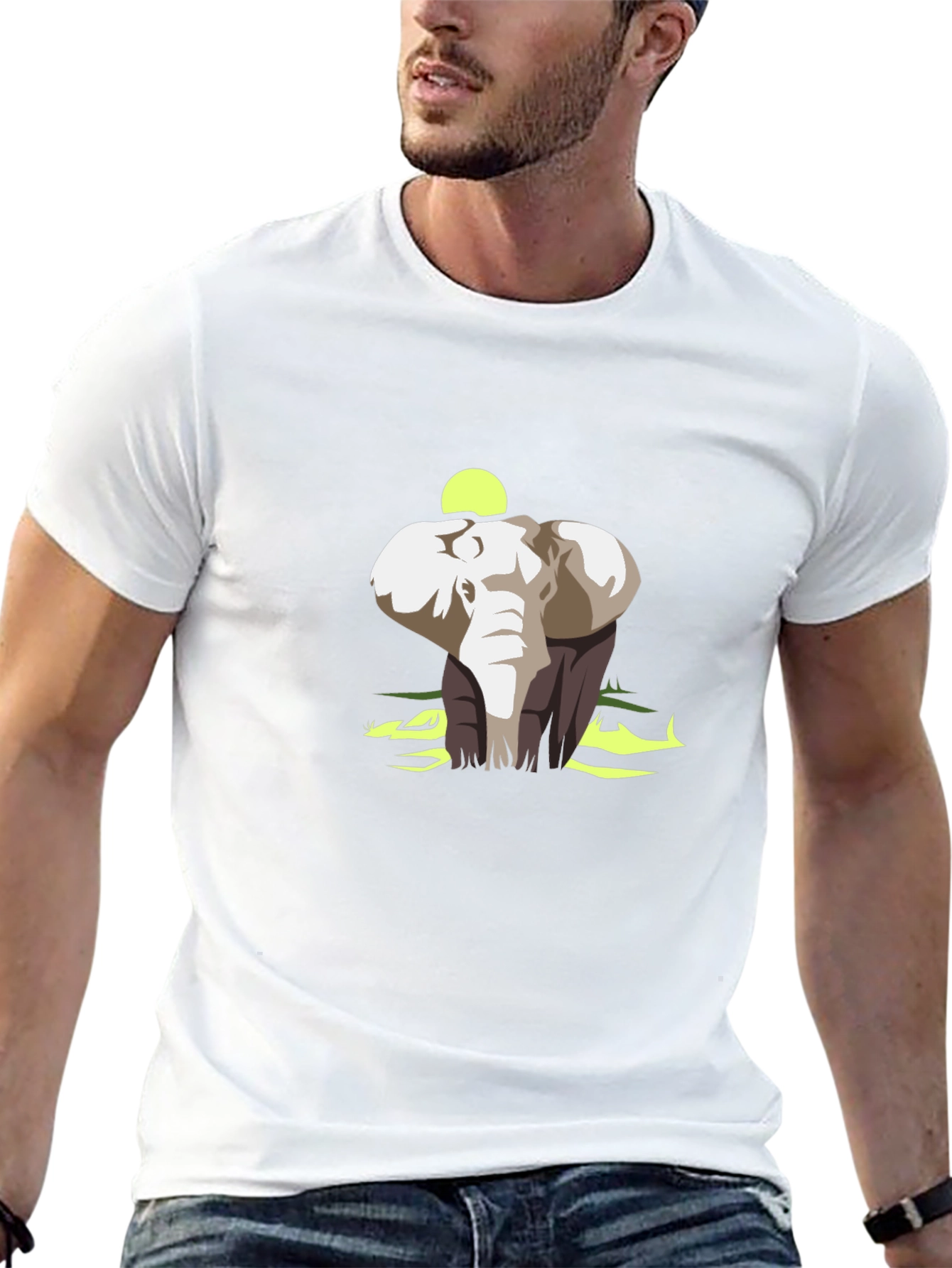 Elephant Graphic Print Black Cotton T-Shirt
