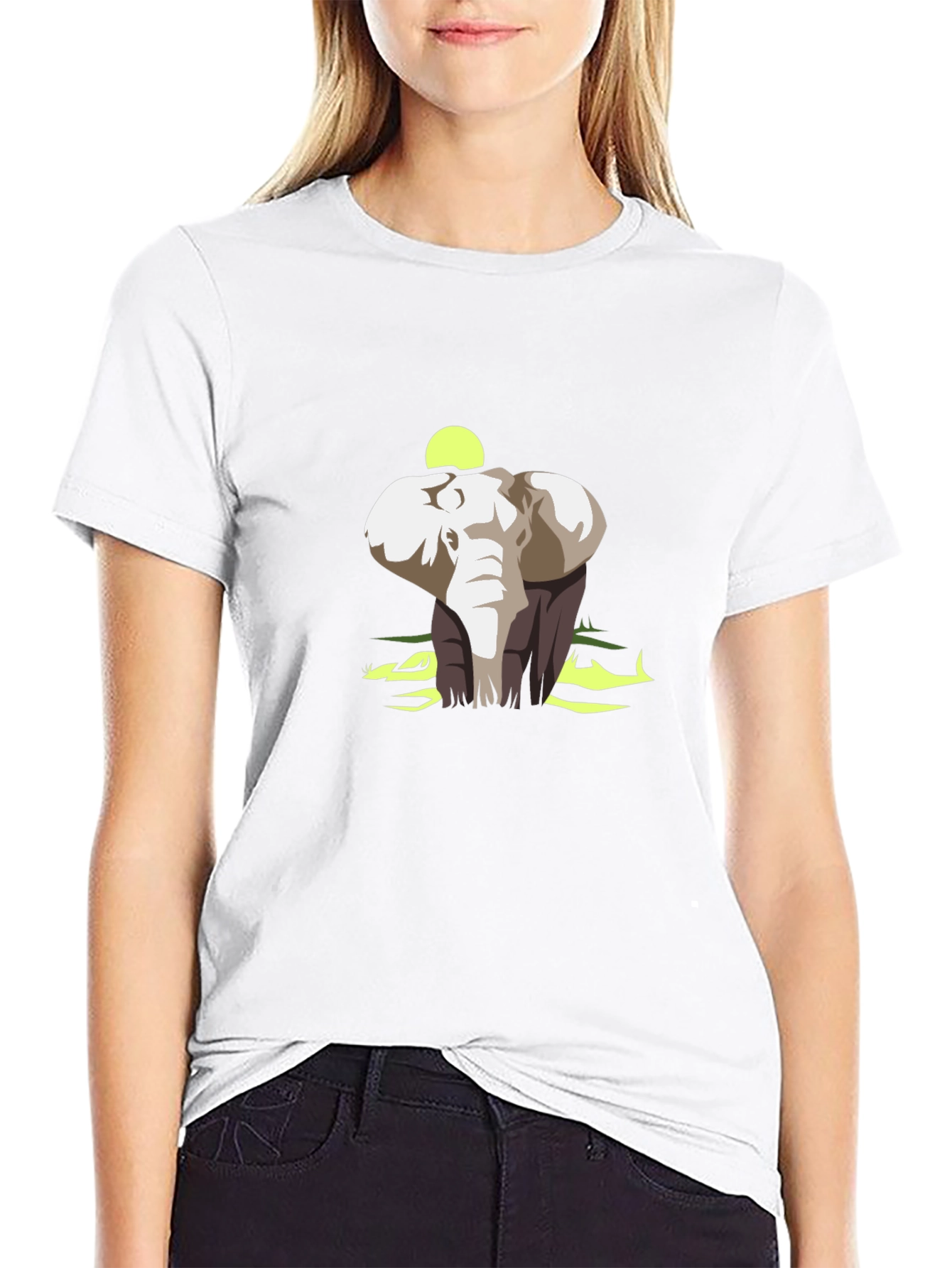 Elephant Graphic Print Black Cotton T-Shirt