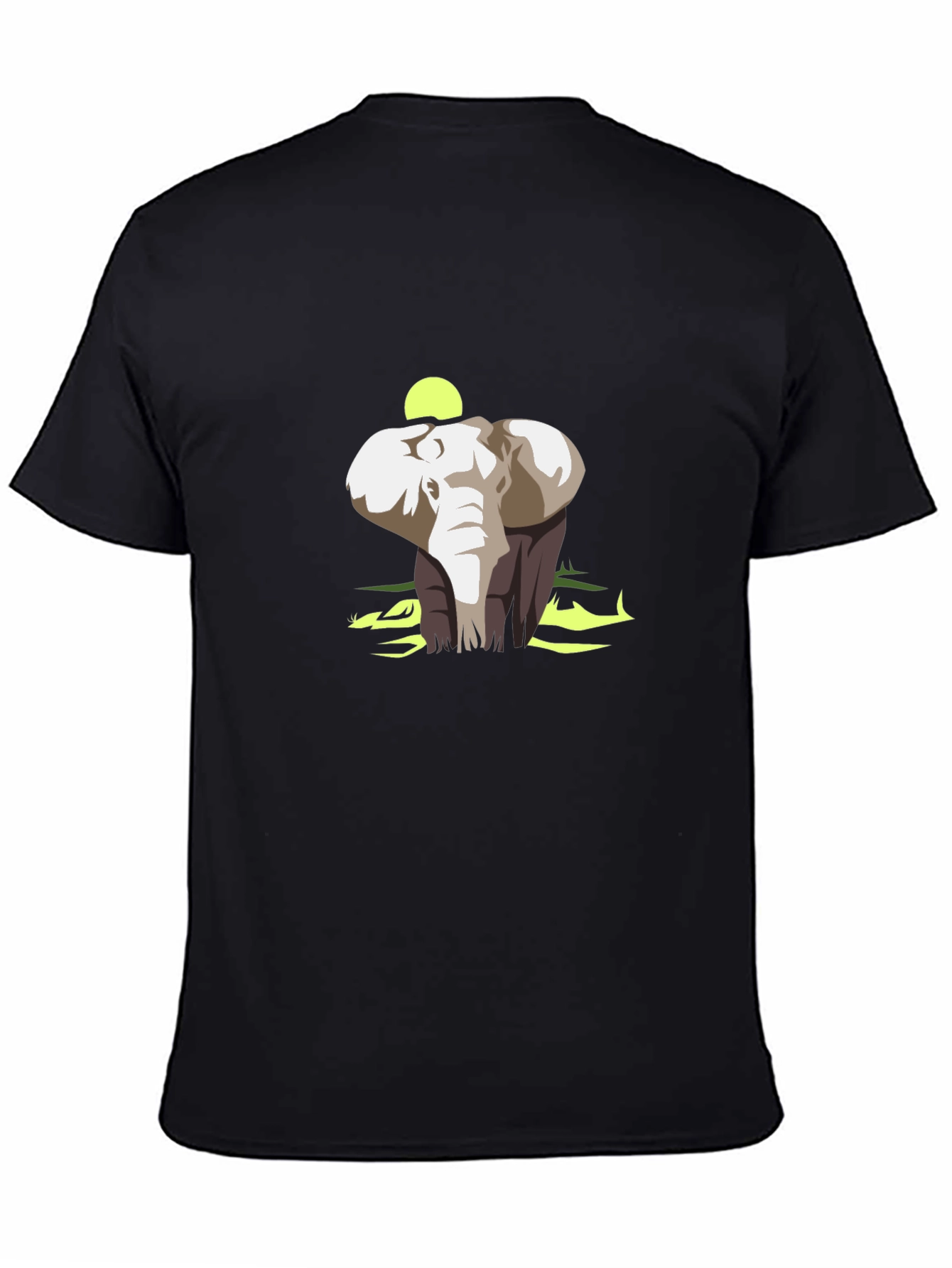 Elephant Graphic Print Black Cotton T-Shirt